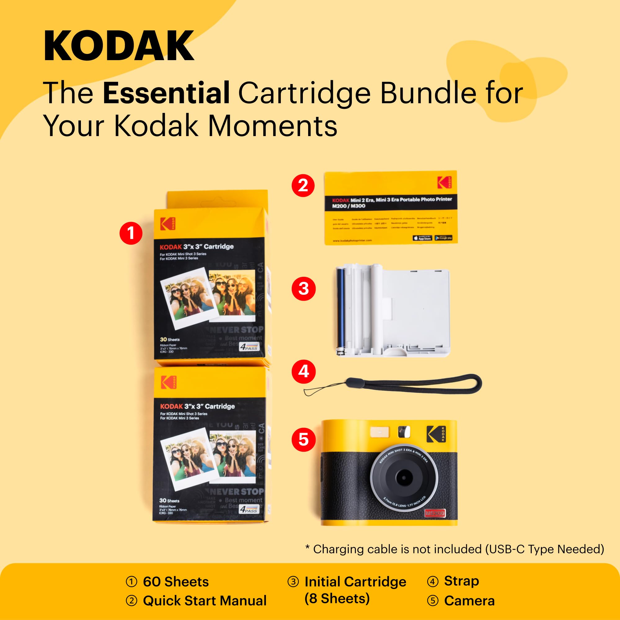 KODAK Mini Shot 3 ERA 4PASS 2-in-1 Instant Camera & Photo Printer (3x3) with 68 Photo Papers - Portable Bluetooth Instant Print Camera for Travel, Parties, Birthdays & DIY Scrapbooking - Black