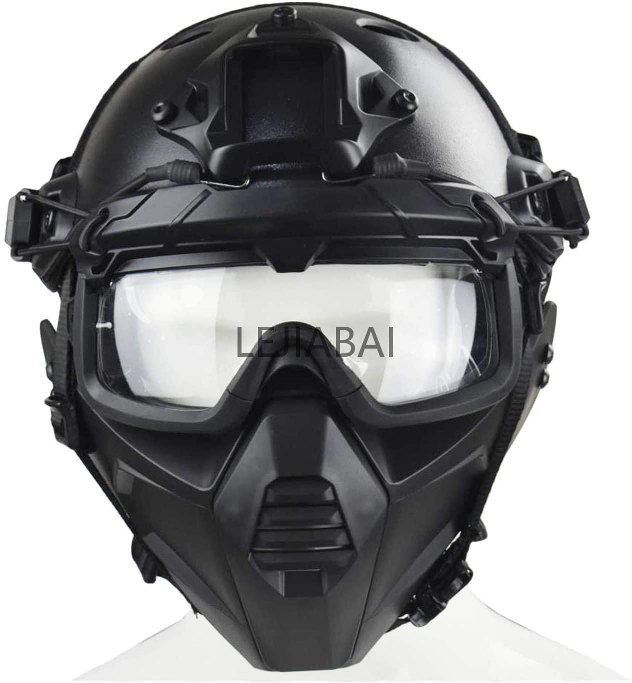 Tactical Airsoft Helmet with Half Face Mask & 3D Split Safety Goggles - Military Style Protective Gear for Airsoft, Paintball, Hunting, CS Games & Role-Playing Scenarios