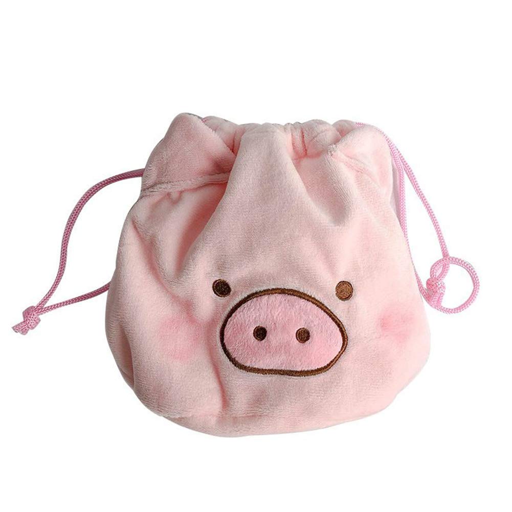 AKOAK 1 Pack Cute Fluffy Piglet Makeup Pouch | Drawstring Cosmetic Bag | Portable Travel Toiletry Organizer for Women | Perfect for Gym, Vacation & Daily Essentials Storage