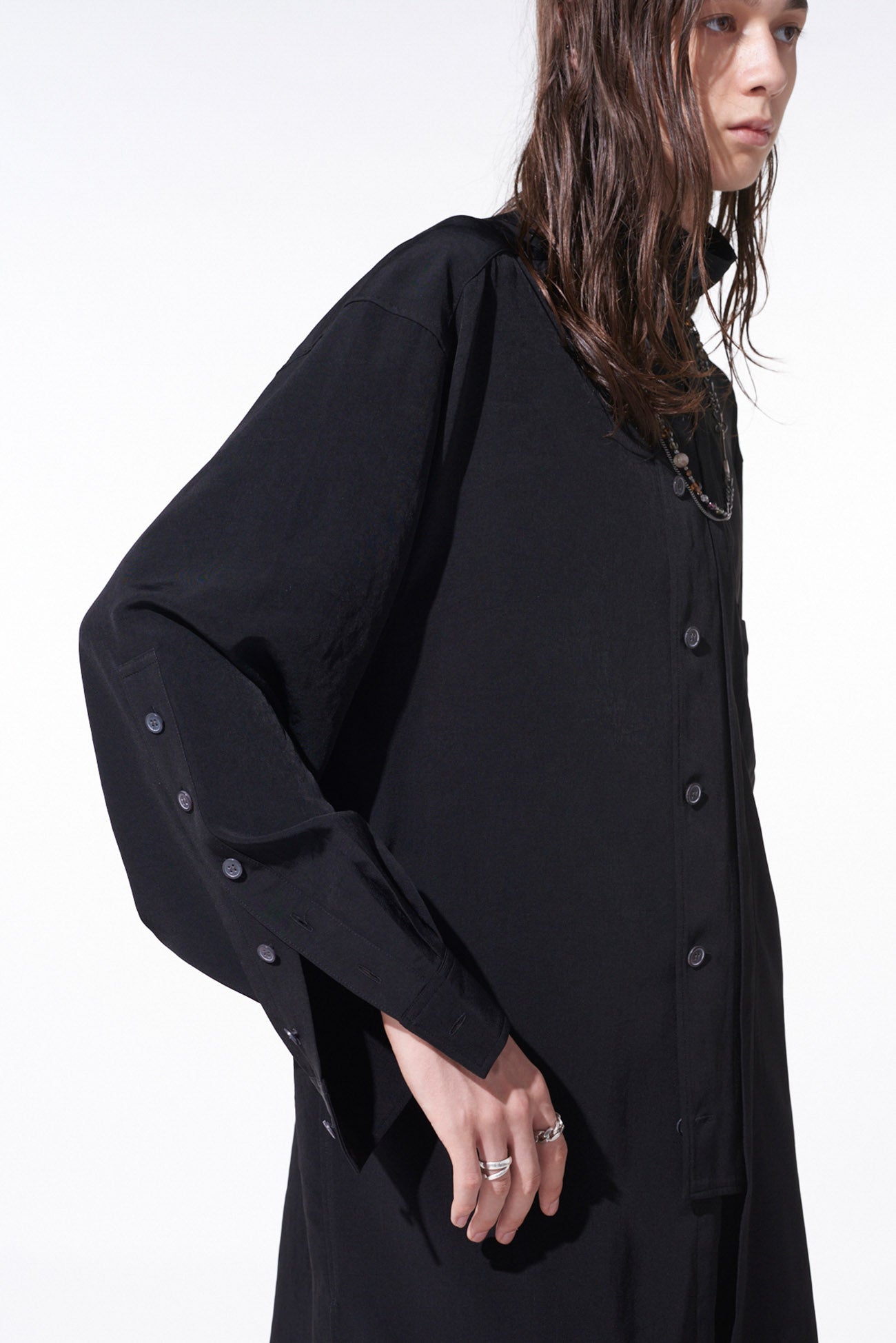 Elegant Crepe de Chine Stand Collar Shirt with Multi-Buttoned Sleeves | Women's Fashion Blouse for Work & Special Occasions
