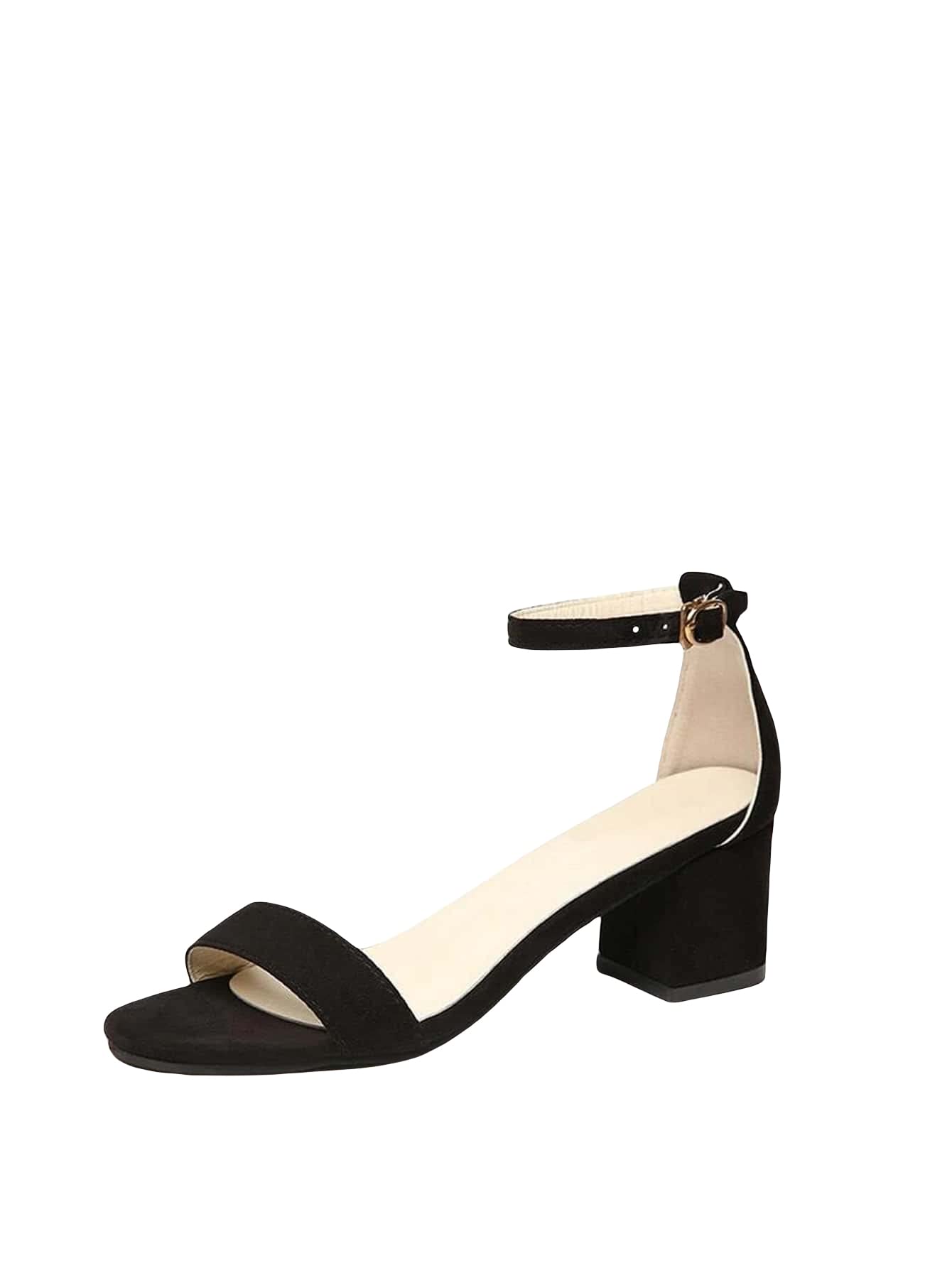 GORGLITTER Women's Ankle Strap Heeled Sandals - Open Toe Chunky Heels for Women, Comfortable Summer Dress Shoes for Weddings, Parties & Date Nights