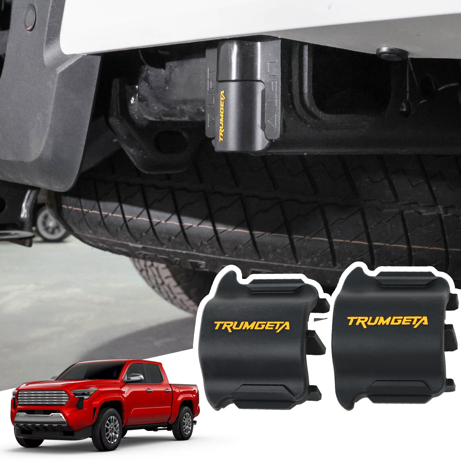 2PCS Rear Bumper Crossmember End Caps for 4th Gen Toyota Tacoma 2024-2025 | Black Rubber Stopper Cover | Waterproof Protection | Off-Road Accessories & Truck Mods