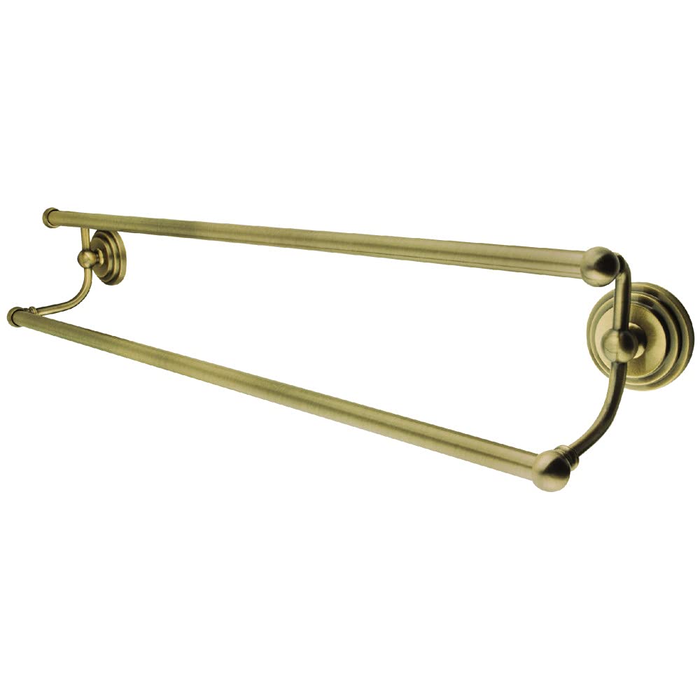 Kingston Brass BA2713AB Milano 24-Inch Dual Towel Bar in Antique Brass - Perfect for Bathroom & Spa Decor, Vintage Style Towel Holder for Luxury Homes and Hotels