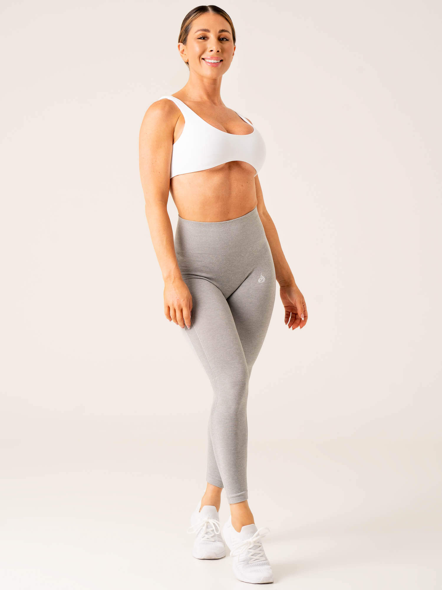 Evolve Seamless Leggings for Women - Light Grey Marl High Waist Yoga Pants - Perfect for Workout, Running & Lounge Wear