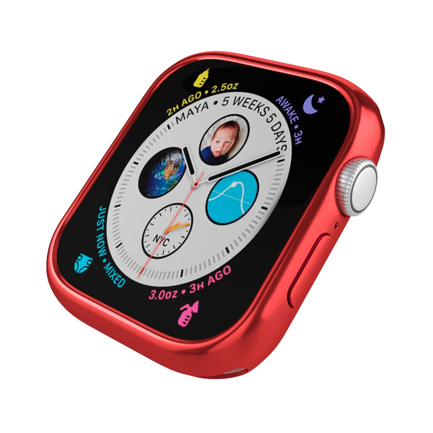 D & K Exclusives Thin & Light Shock-Absorbent Bumper Case for Apple Watch Series 6/SE/5/4 (44mm) - Red | Protective Cover for Gym, Running & Outdoor Activities