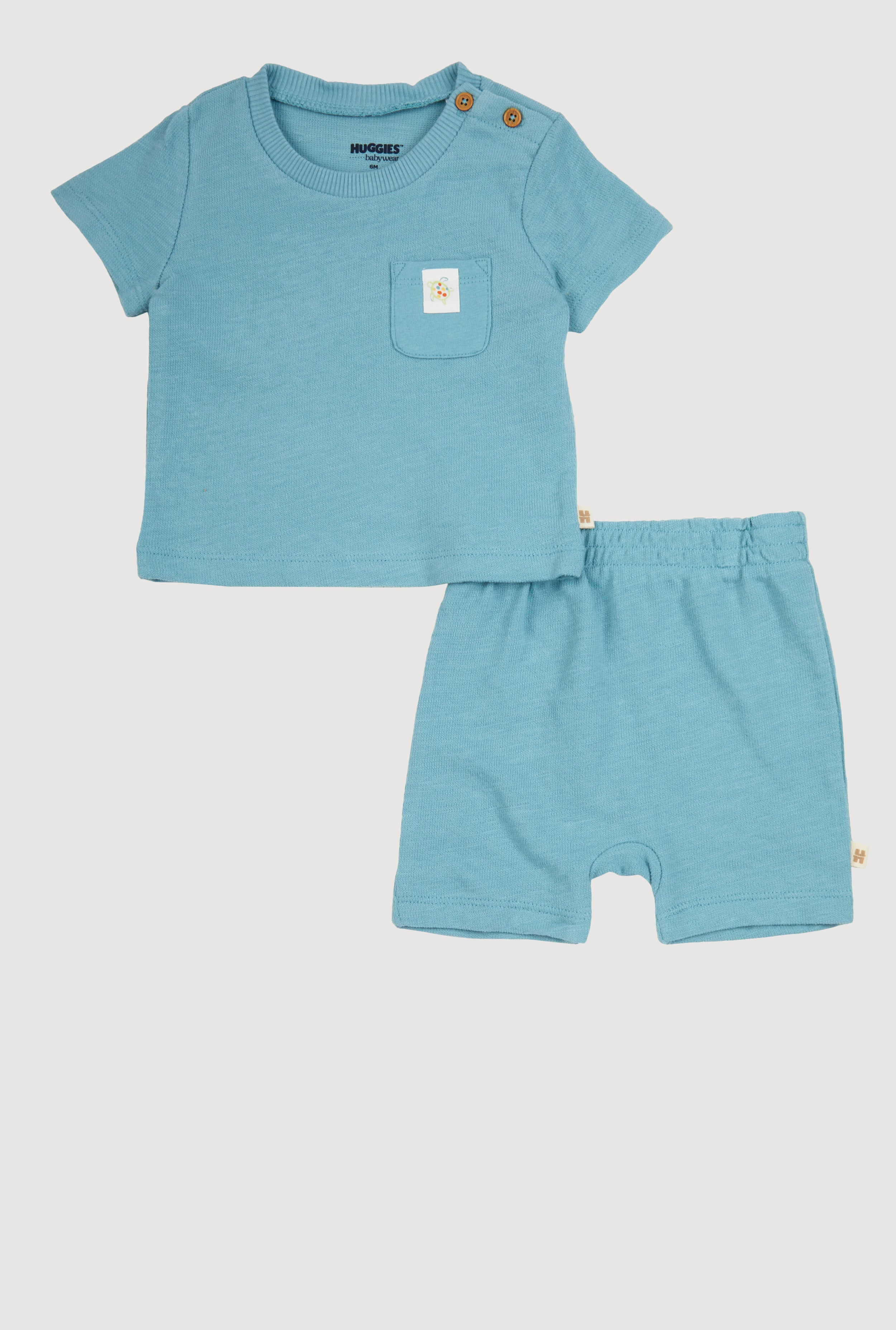 Baby Boys 0-9 Months Textured Knit Turtle Graphic Tee and Shorts Set - Cute Outfit for Playtime, Photos & Daily Wear