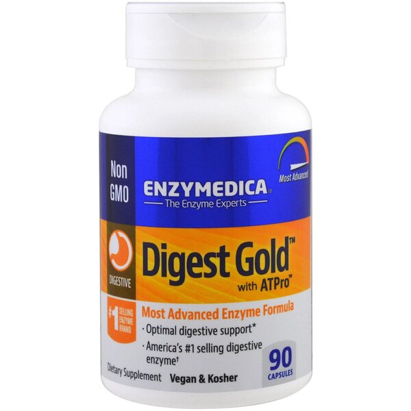 Enzymedica Digest Gold with ATPro - 90 Capsules | Advanced Digestive Enzyme Supplement for Gut Health & Comfort | Ideal for Meals, Travel & Digestive Support