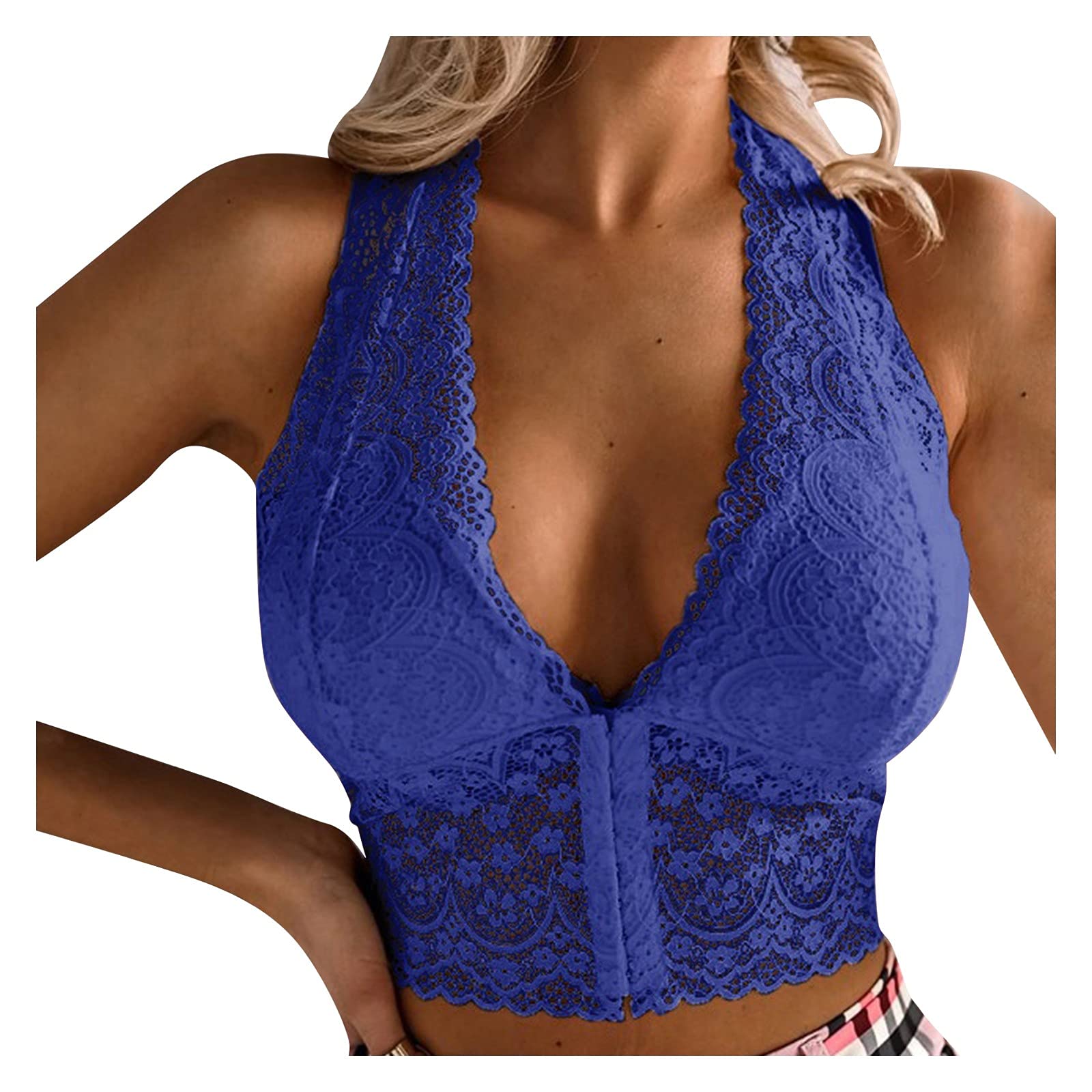 Women's Lace Halter V-Neck Sleeveless Backless Summer Cami Tank Top - Sexy Beach Blouse for Vacation, Party & Casual Wear