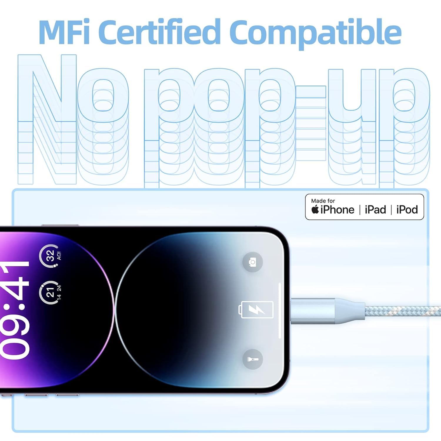 3-Pack 6FT USB C to Lightning Cable - MFi Certified Fast Charger for iPhone 14/13/12/11/Pro Max/XR/XS/8 - Perfect for Home, Office & Travel Charging