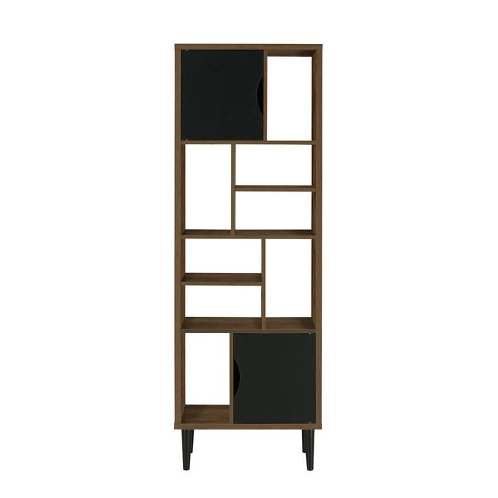 OS Home and Office Display Bookcase - Danish Walnut Wooden Shelf for Living Room, Bedroom & Office Storage | Modern Scandinavian Style Organizer