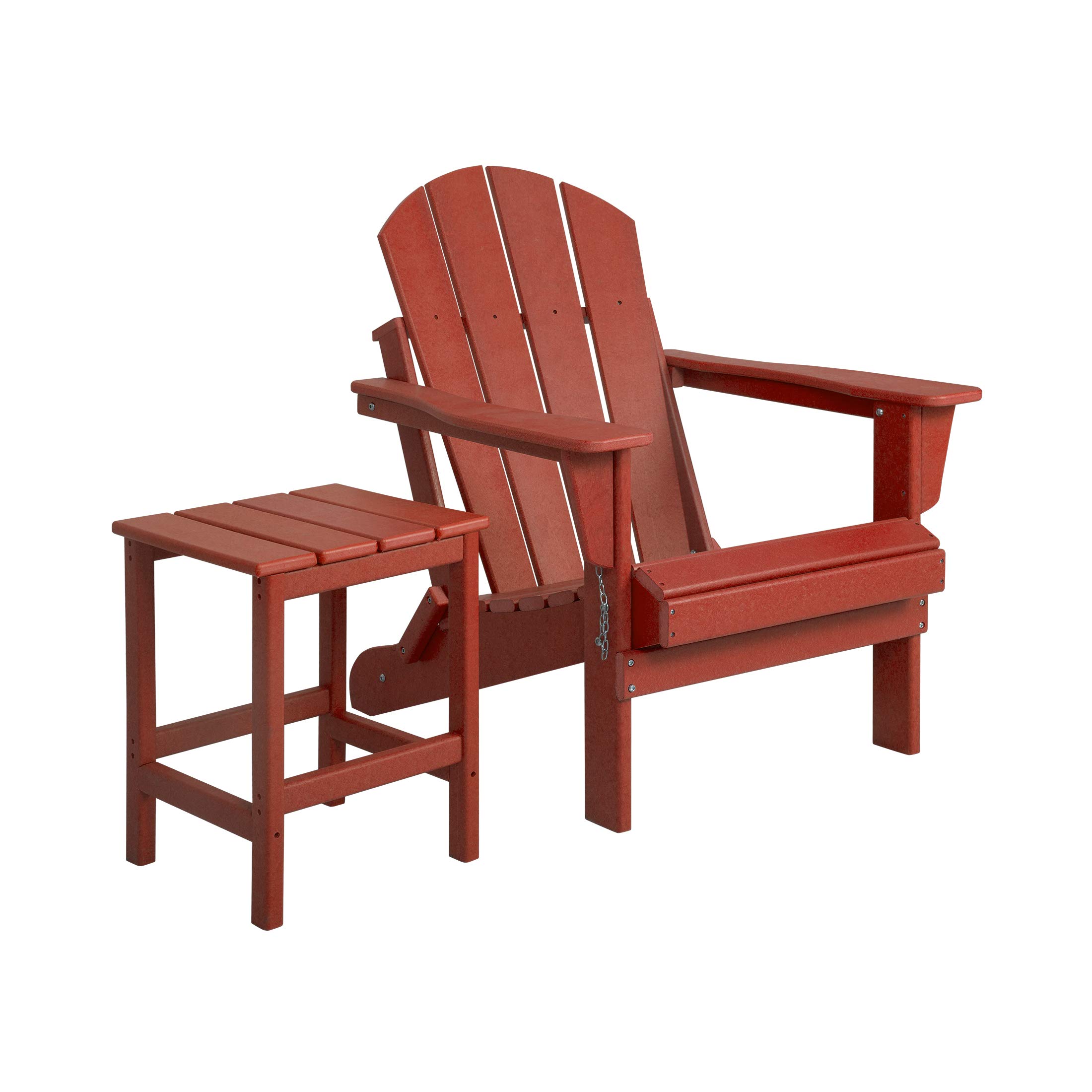 WO Home Furniture 2-Piece Adirondack Chair and Side Table Set - Outdoor Folding Chairs with Weatherproof & UV Resistant Design for Lawn, Garden, Bonfire, Balcony, Patio (Red) - Perfect for Relaxing and Entertaining Outdoors