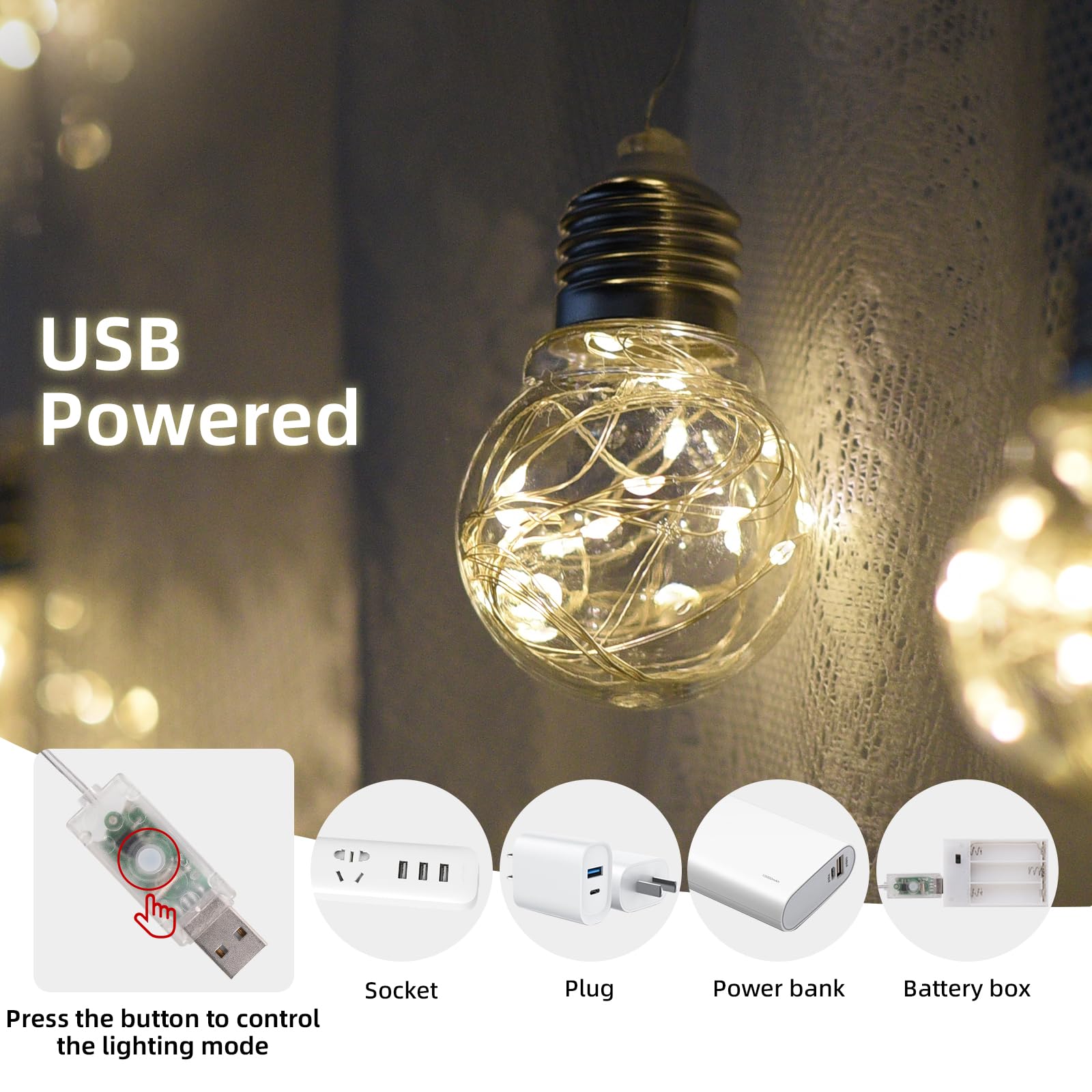 300 LED Fairy Lights for Bedroom Decor - USB/Battery Operated Wishing Ball Curtain Lights with Remote, 8 Lighting Modes - Perfect for Wall, Window, Christmas, Party & Holiday Decoration (Warm White) - Create Cozy Ambiance for Relaxation & Romantic Nights