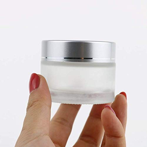 JARBAZAAR Set of 4 - 50g Frosted Glass Jars with Silver Matte Cap & Inner Lid for Beauty Creams, Skincare, Hair Care, Toners, DIY Cosmetics | Travel-Friendly Storage Containers for Lotions, Serums & Essential Oils