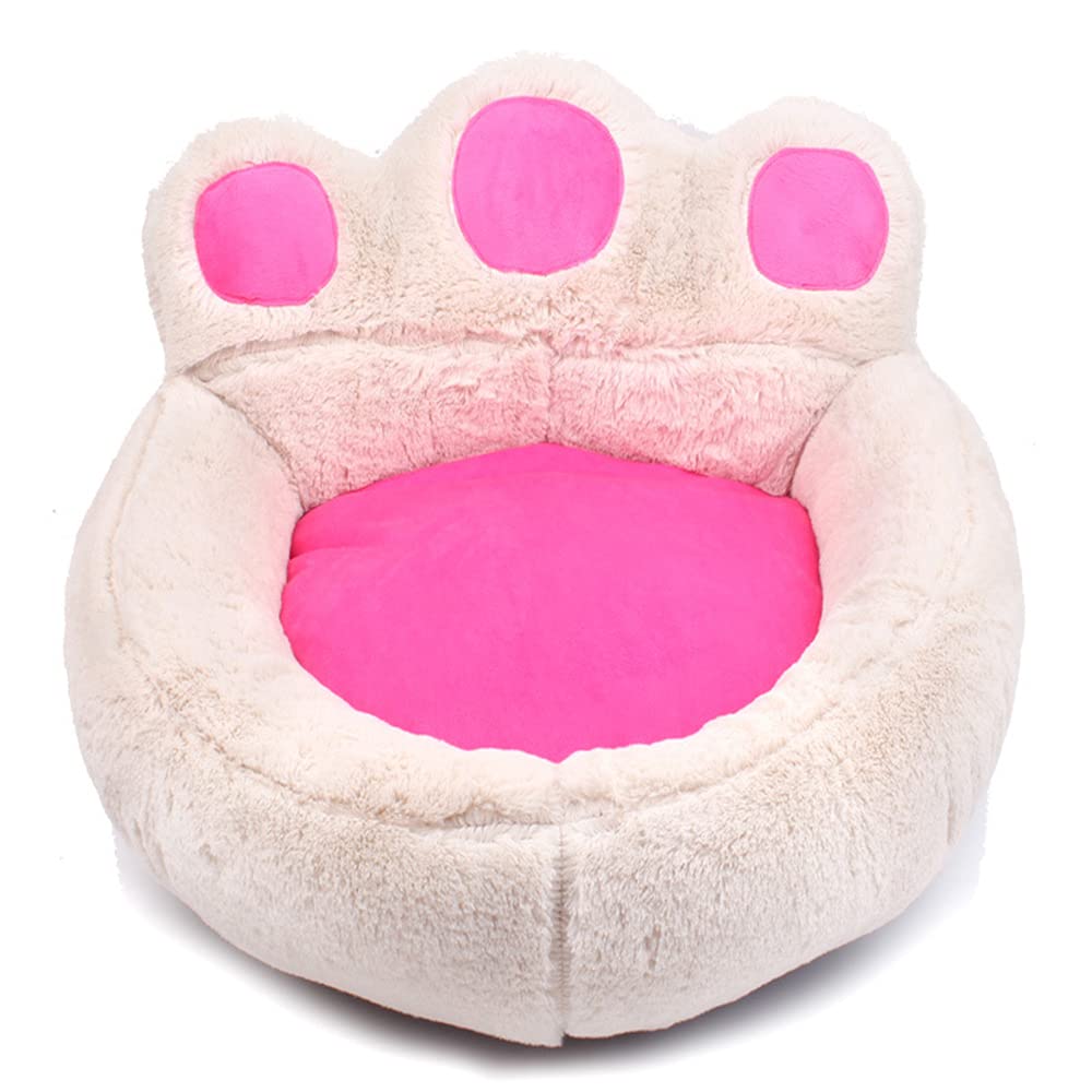 Cozy Paw Print Pet Bed for Dogs & Cats - Soft Warm Winter Bed with Kennel Design, 29 x 30 Inch (White) - Perfect for Indoor Pets, Living Room & Bedroom Comfort