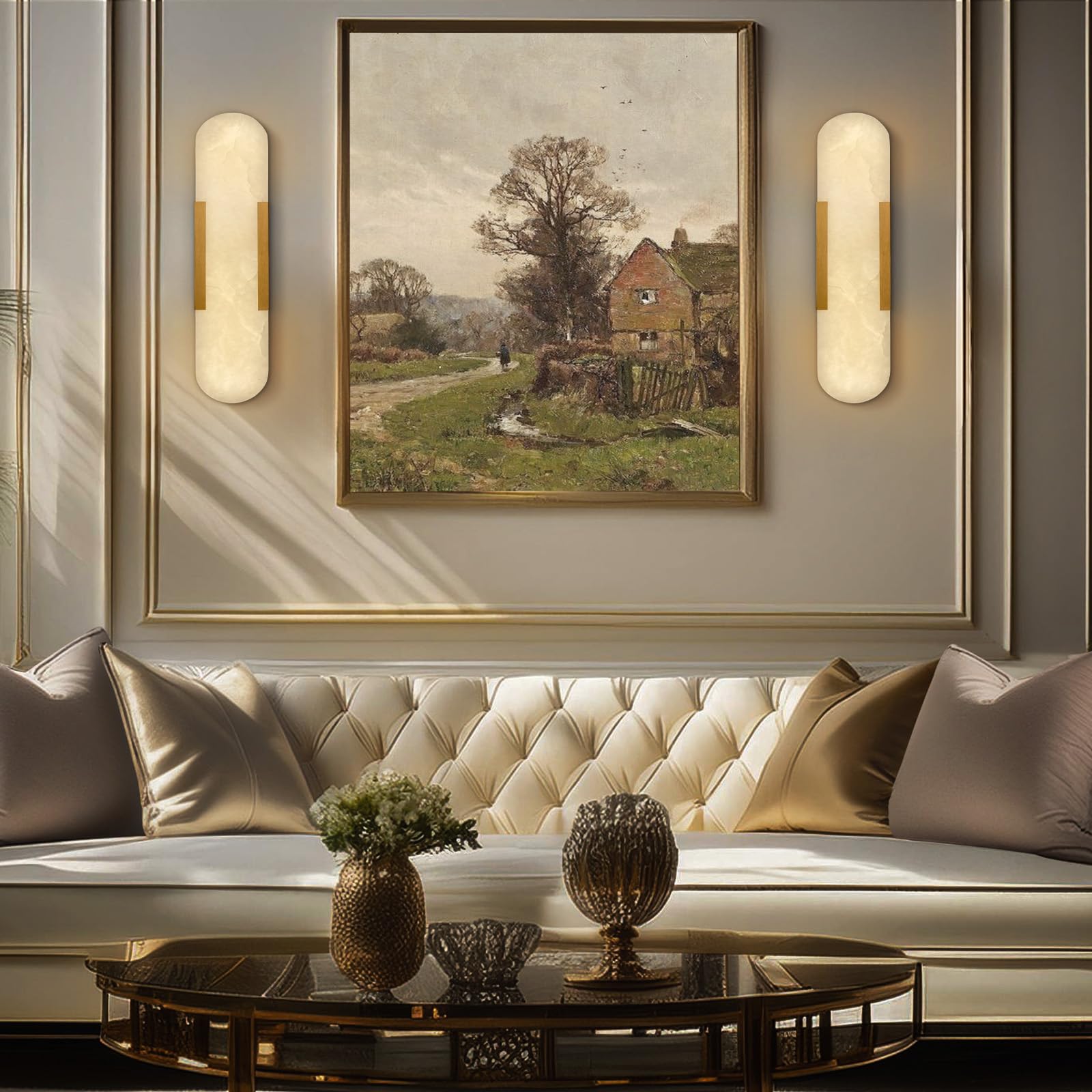 2 Pack Alabaster Wall Sconces - 19.7