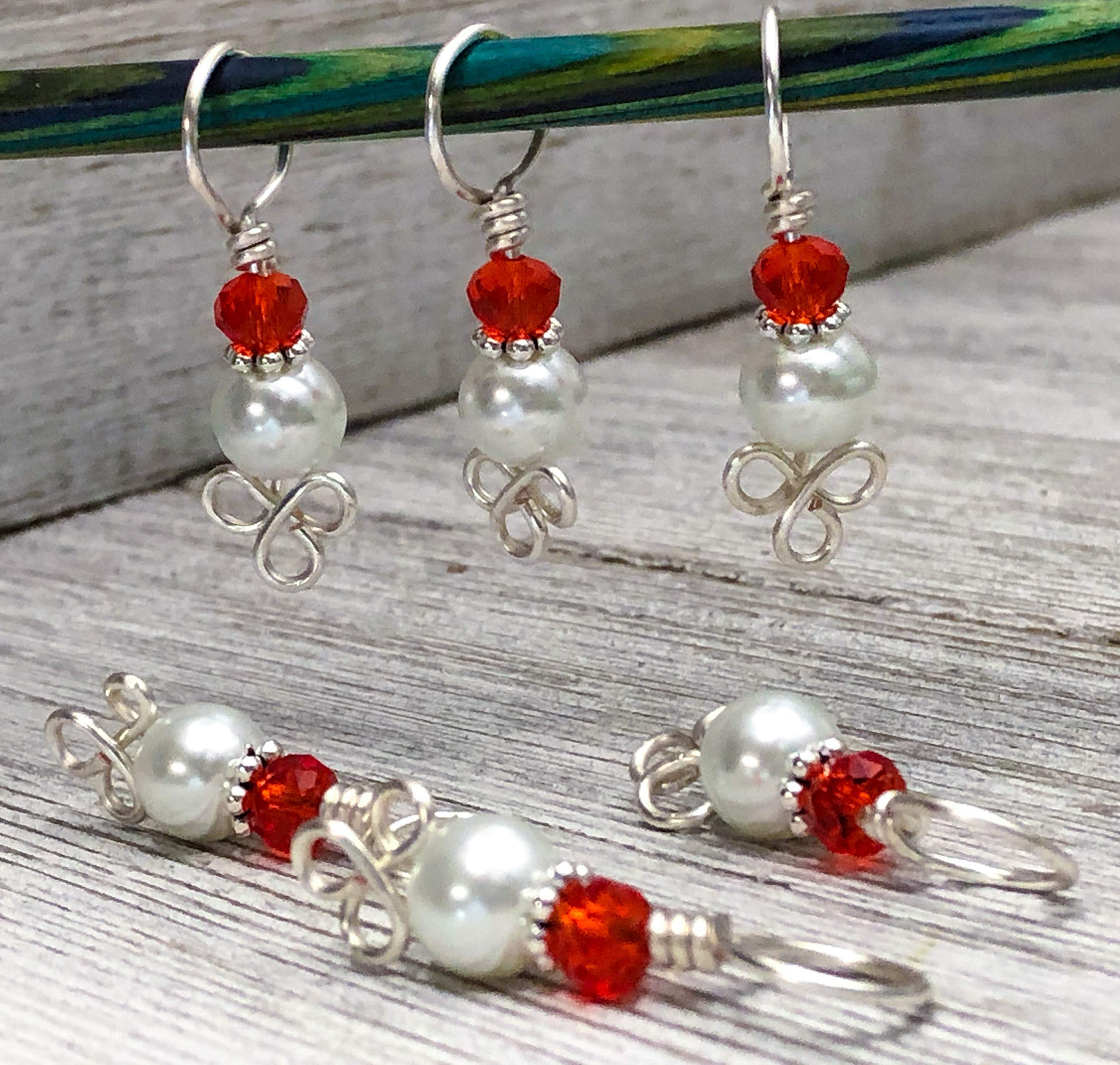 Celtic Knot and Pearl Stitch Markers for Knitting - Handmade Knitting Accessories for Crochet, Loom & Yarn Crafts - Perfect for Counting Rows & Stitch Patterns