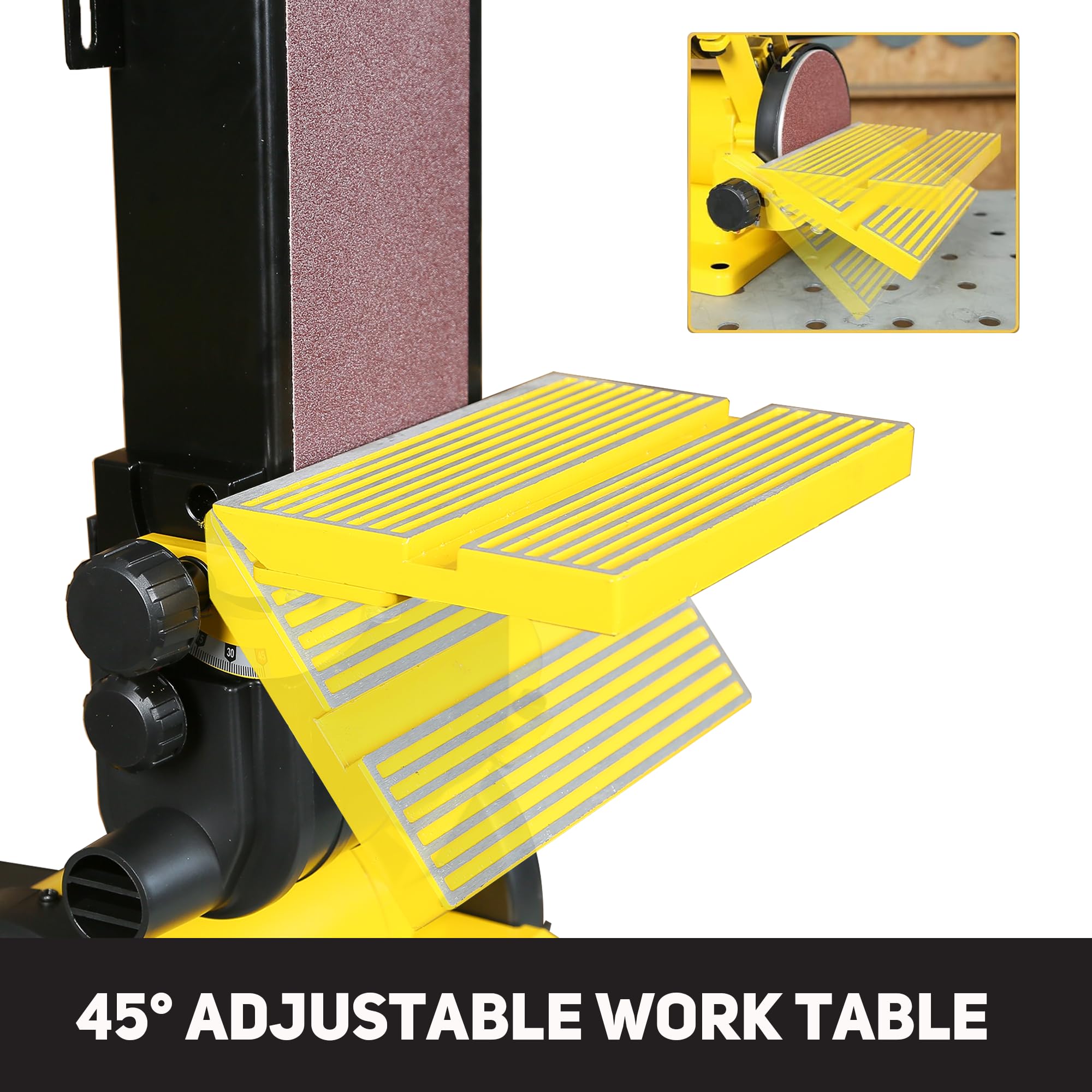 4.3A Belt and Disc Sander | 4 x 36 Inch Sanding Belt & 6 Inch Disc | Dual Dust Ports | Heavy-Duty Steel Base | Includes 2 Sandpapers | Perfect for Woodworking, Metal Polishing & DIY Projects