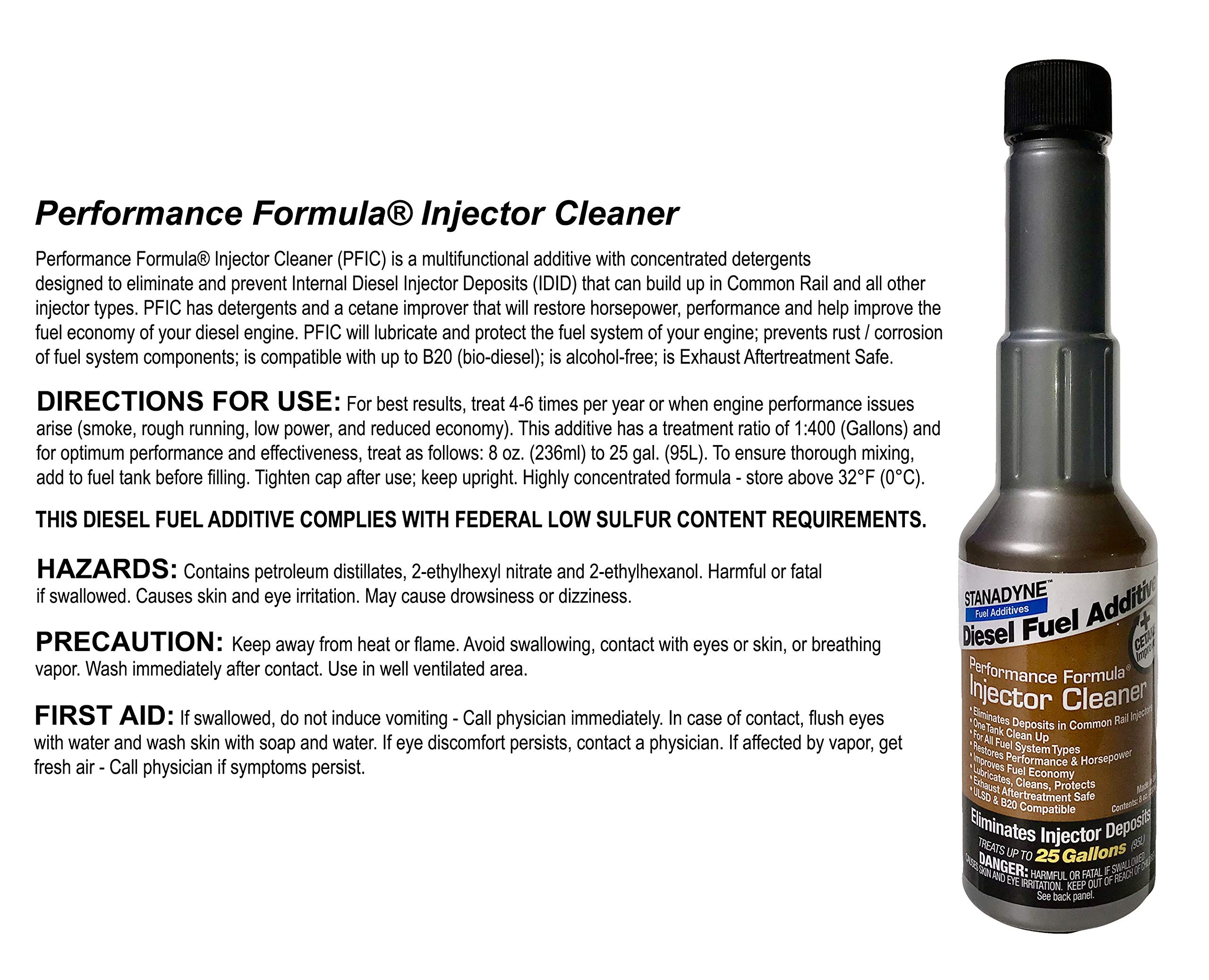 Stanadyne Performance Diesel Injector Cleaner - 4 Pack (8oz Bottles) #43562 | Improves Fuel Efficiency & Engine Performance for Trucks, SUVs, and Heavy-Duty Vehicles
