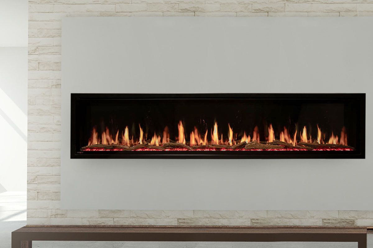 Modern Flames Orion Slim 100 Heliovision Virtual Recessed Wall Mount Electric Fireplace - Realistic LED Flame Heater for Living Room, Bedroom & Office
