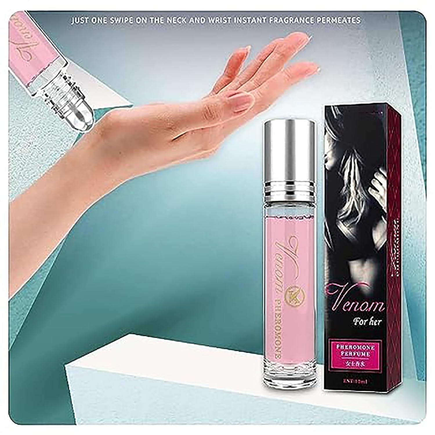 Box Rose Pheromone Perfume Roll-On for Women - Long Lasting Cologne Oil with Enhanced Essence, 2PCS Set - Perfect for Date Nights, Romantic Occasions & Confidence Boosting