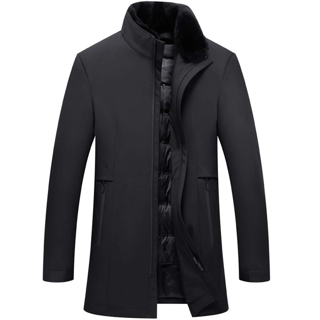 Premium Men's Plus-Size Winter Jacket with Rabbit Fur Collar & 90% White Duck Down - Warm Coats for Cold Weather, Outdoor Activities & Casual Wear