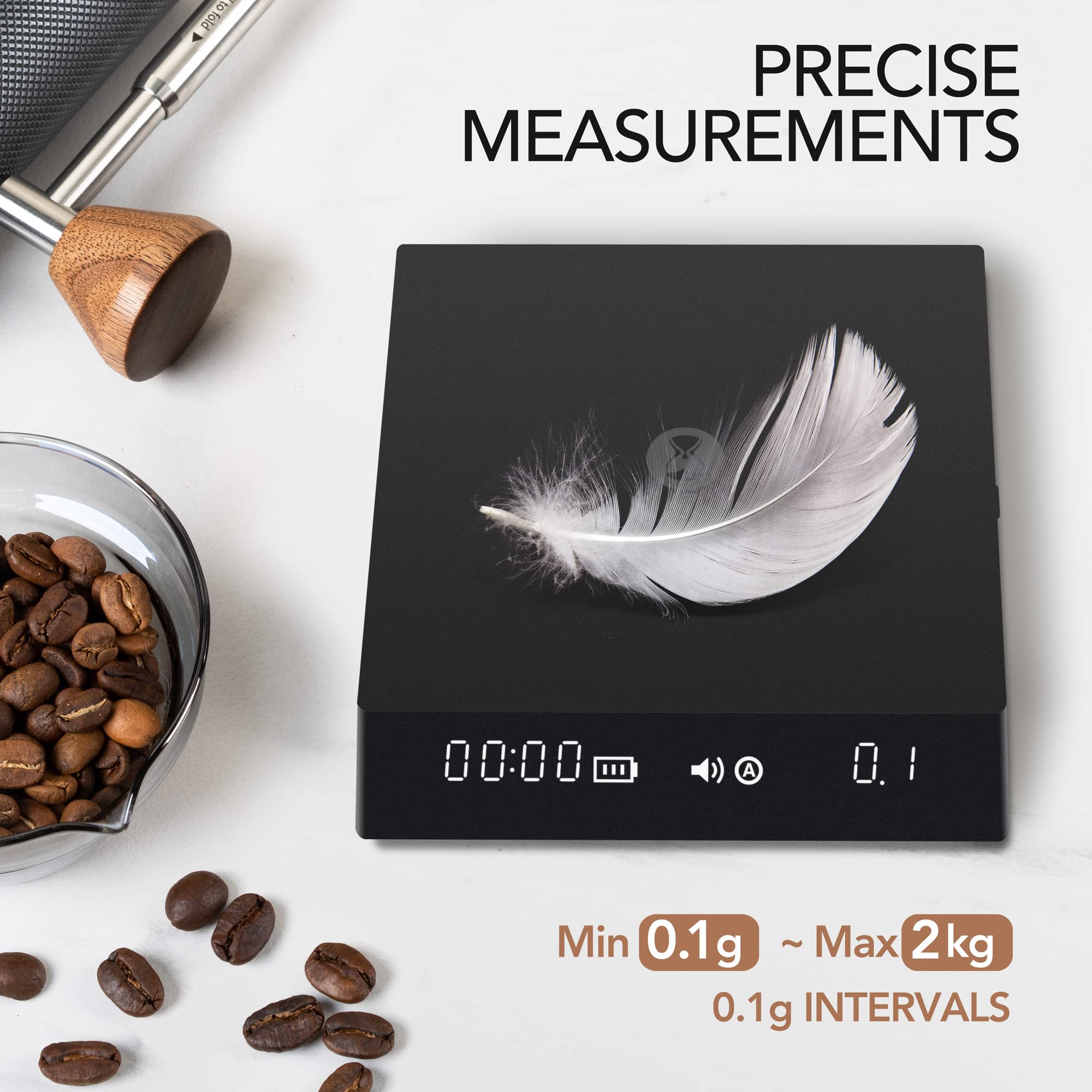 TIMEMORE Black Mirror Nano Digital Coffee Scale with Timer - 2000g/0.1g Precision Espresso Scale with Auto Timing & Flow Rate Measurement for Pour Over, Drip Coffee, French Press & Cold Brew - Perfect for Home Baristas & Coffee Shops