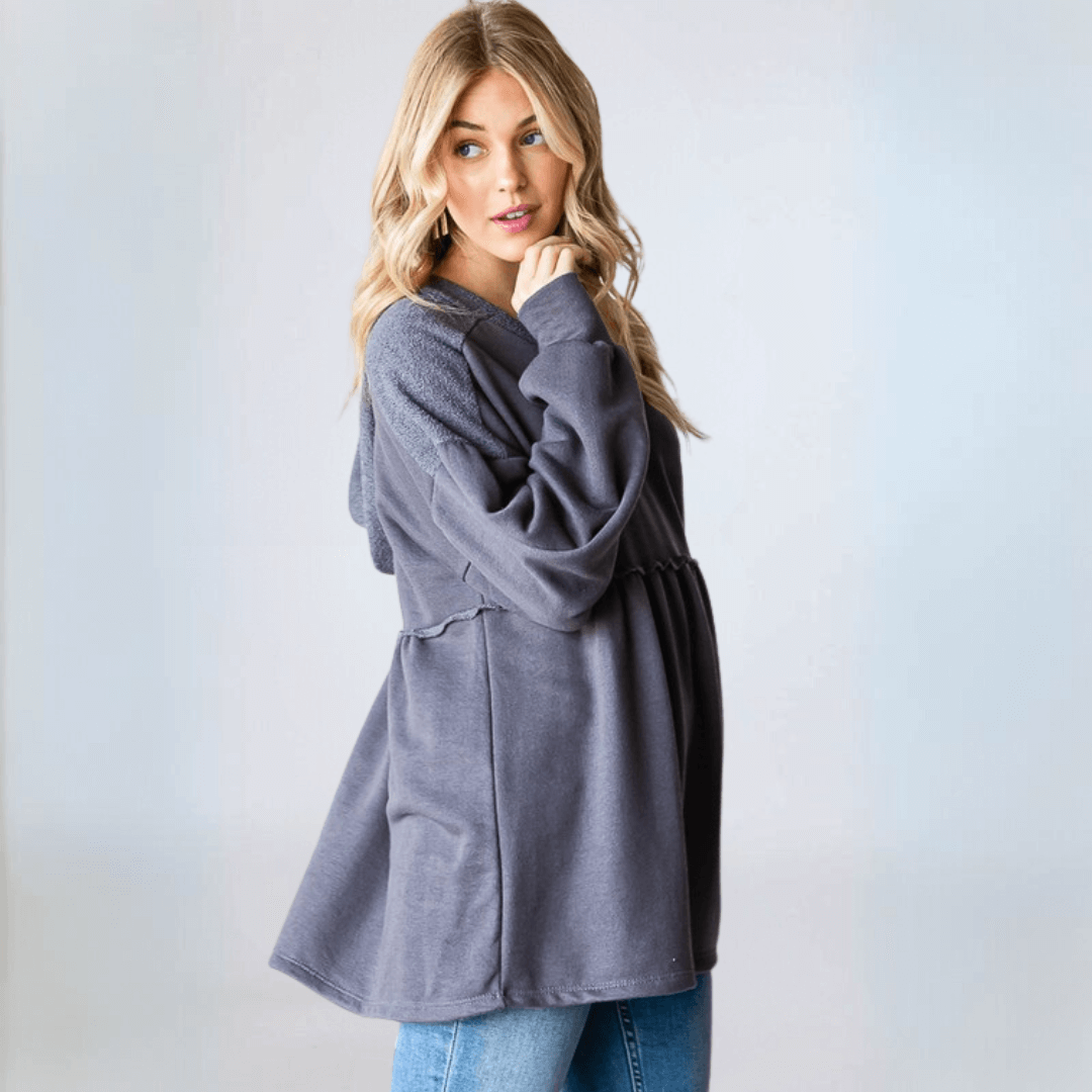 Baby Doll Cut Bishop Sleeve Tunic Top - Women's Flowy Blouse for Casual Wear | Perfect for Spring & Summer Outfits, Date Nights, and Office Attire