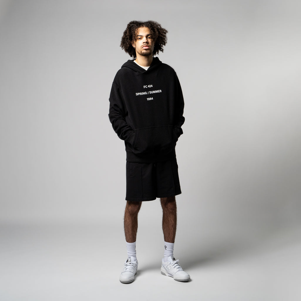 424 FC 1984 Logo Hoodie - Black & White Pullover Sweatshirt for Men | Streetwear Fashion, Casual Wear & Urban Lifestyle