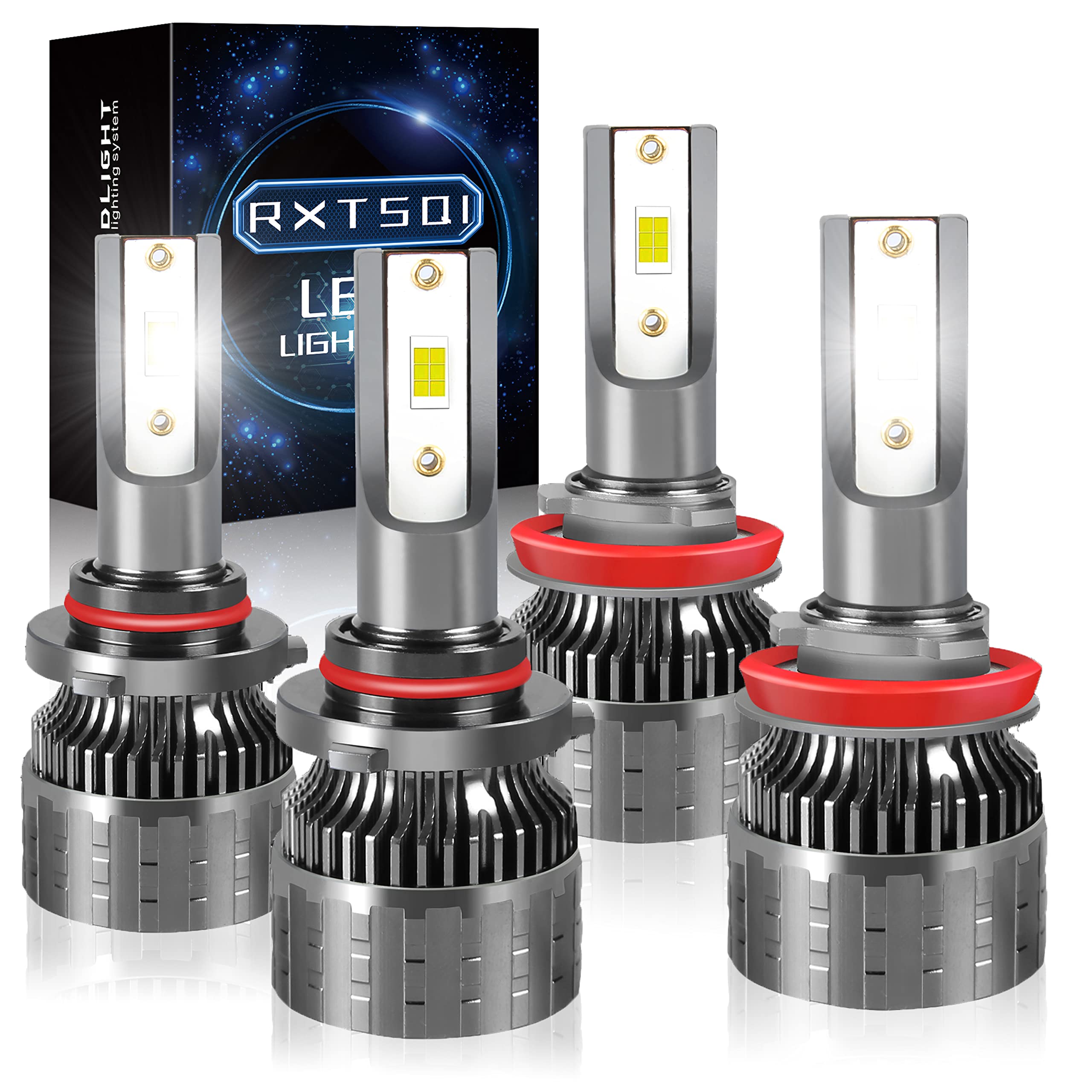 RXTSQI 9005/HB3 LED Headlights for Toyota 4Runner 2006-2020 - 6000K White - Pack of 4 - Perfect for Night Driving