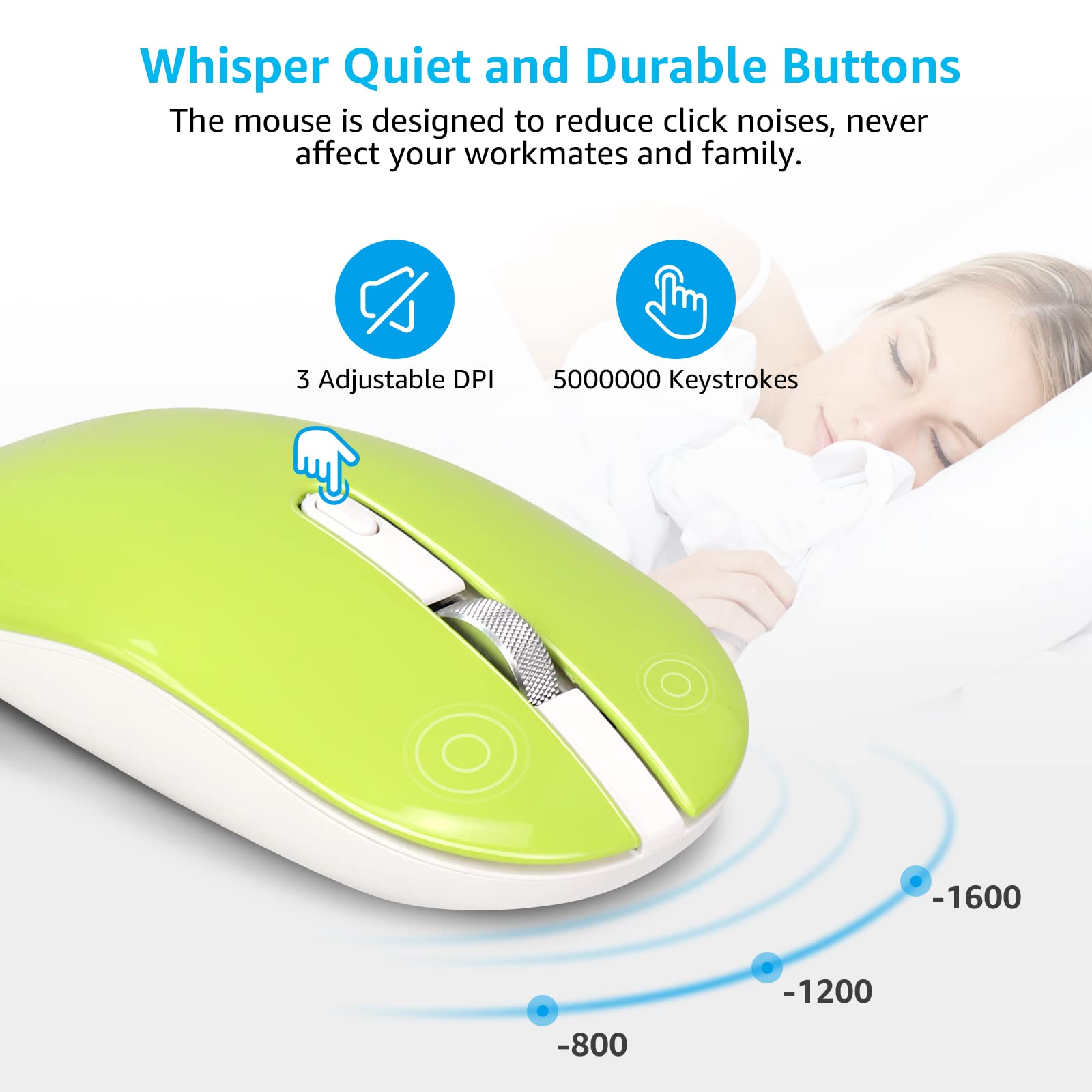LeadsaiL Wireless Keyboard and Mouse Combo - 2.4GHz Ergonomic USB Set, Compact Silent Design for Windows Laptop/Desktop/PC - Grass Green | Perfect for Home Office, Gaming & Productivity