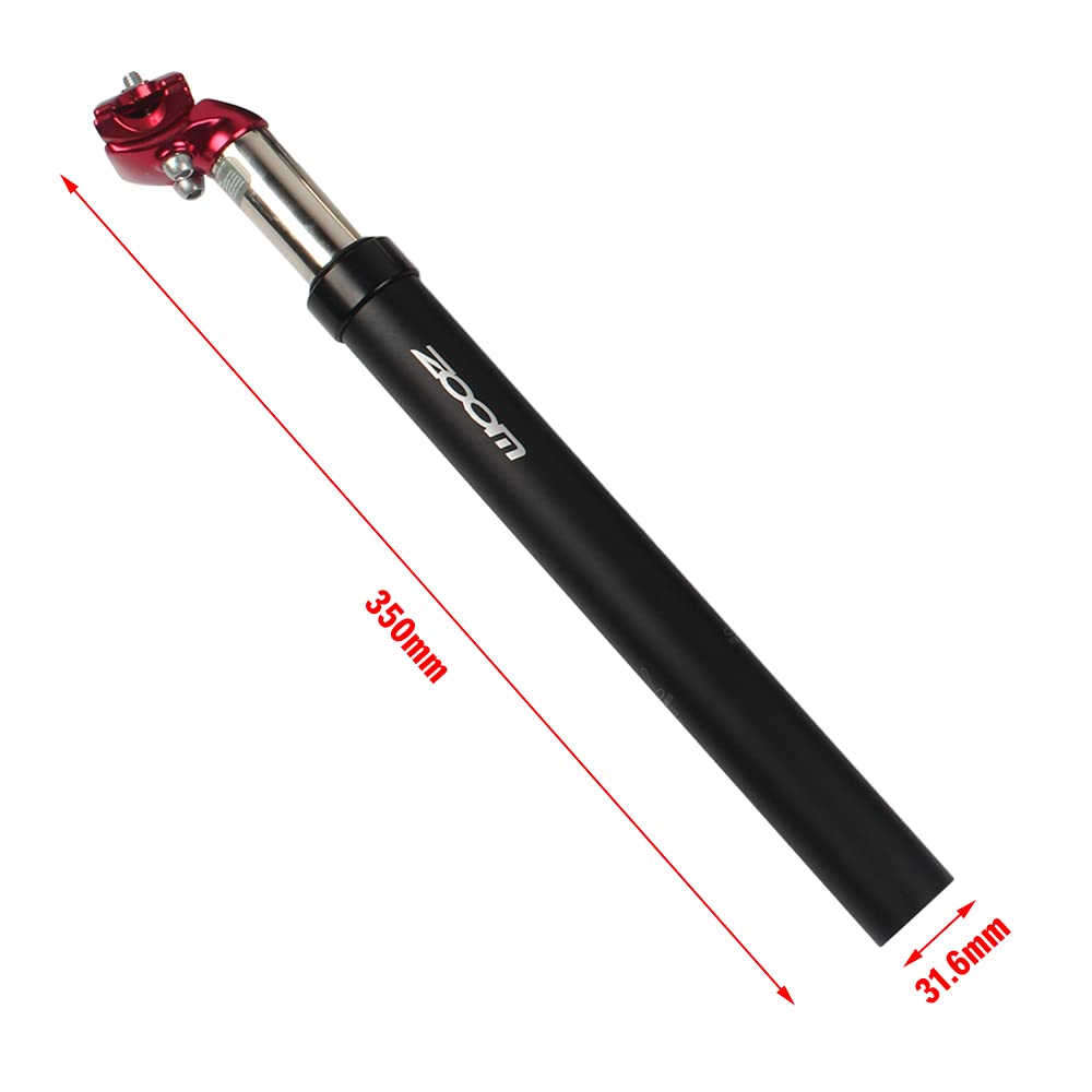 Shock Absorbing Bike Seatpost - 31.6x350mm & 27.2x350mm MTB Suspension Seat Tube for Mountain Bikes - Comfortable Cycling Accessory for Rough Trails and Long Distance Rides