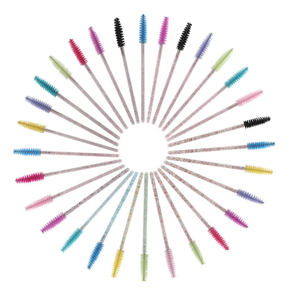 100-Piece Multi-Color Crystal Disposable Eyelash & Eyebrow Brushes - Shiny Mascara Wands for Lash Extensions, Makeup Application & Professional Salon Use - Perfect for Beauty Artists, DIY Makeup & Home Spa Days