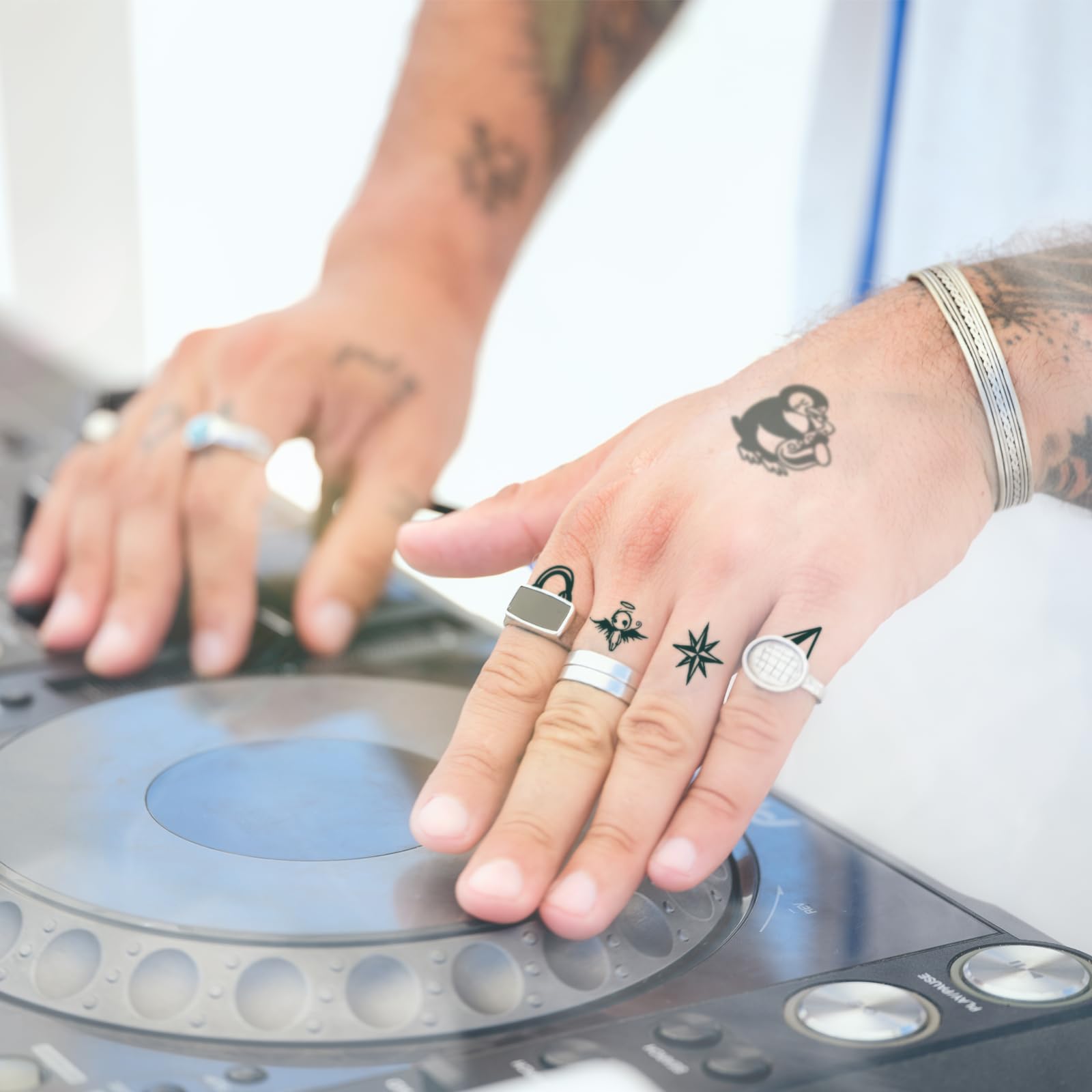 100PCS Semi Permanent Temporary Tattoos for Adults - Waterproof Fake Tattoos Lasts 1-2 Weeks - Punk Style Small Tattoos for Finger Hand Arm Body - Perfect for Parties Festivals Halloween Costumes & Cosplay