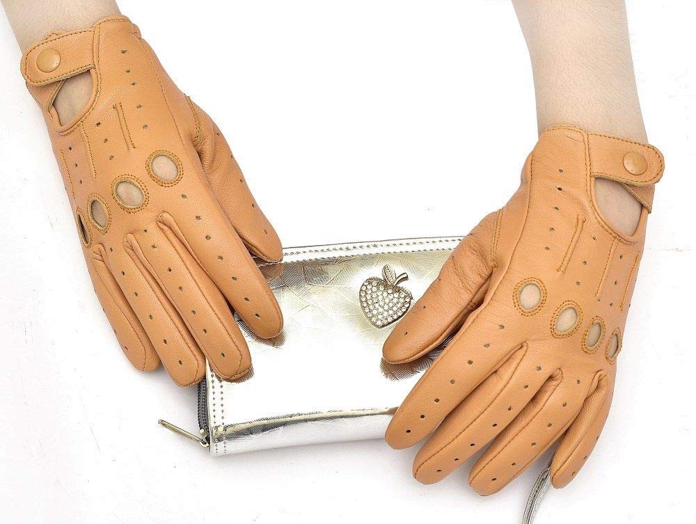 Premium Women's Sheepskin Leather Driving Gloves - Soft & Comfortable for Winter, Fashionable Touchscreen Gloves for Driving, Running Errands & Outdoor Activities