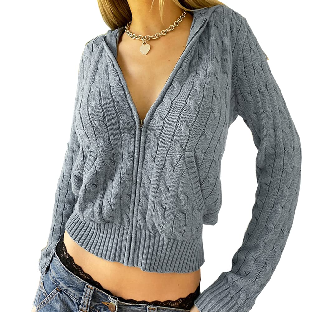 Women's Zip Up Hooded Cardigan Sweater - Long Sleeve Knit Sweatshirt Jacket with Pockets | Casual Outerwear for Fall & Winter | Perfect for Work, Travel & Lounge Wear