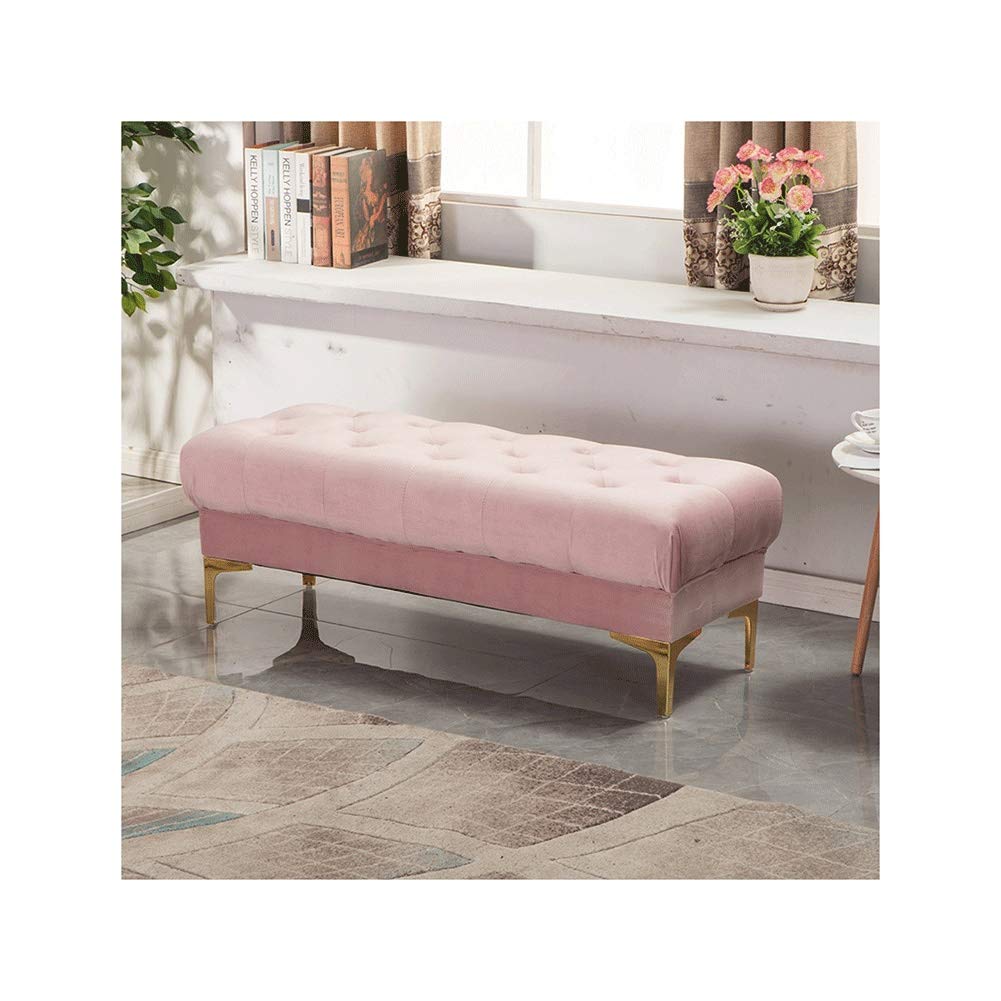 XCJ Velvet Storage Ottoman Bench with Padded Seat - 45x45x60cm Shoe Storage, Bed End Bench, Living Room Organizer (Pink) - Perfect for Entryway, Bedroom & Small Space Organization