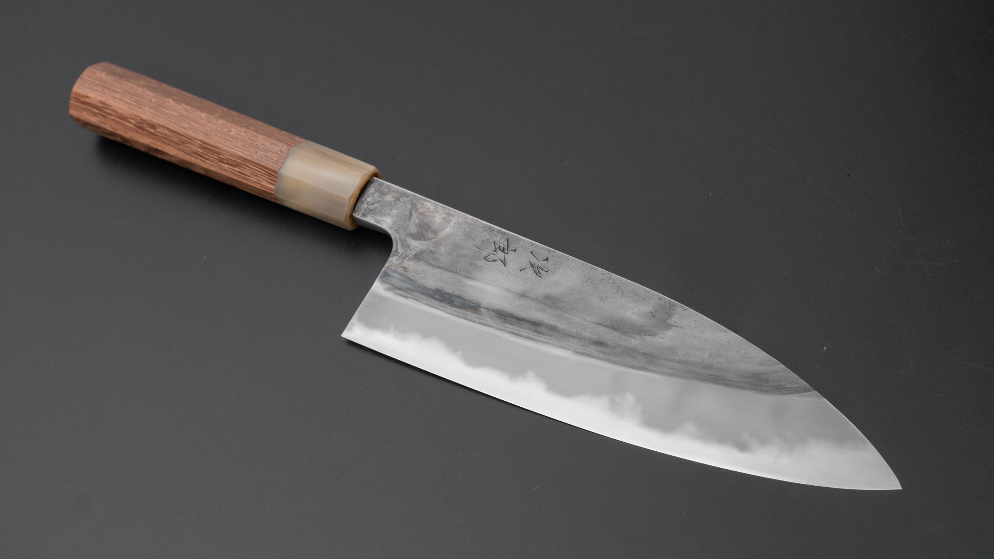 Premium Jiro Tsuchime Wa Santoku Knife 180mm - Japanese High Carbon Steel Blade with Taihei Tagayasan Wood Handle (#524) - Perfect for Sushi, Vegetables & Meat Cutting in Professional Kitchens & Home Cooking