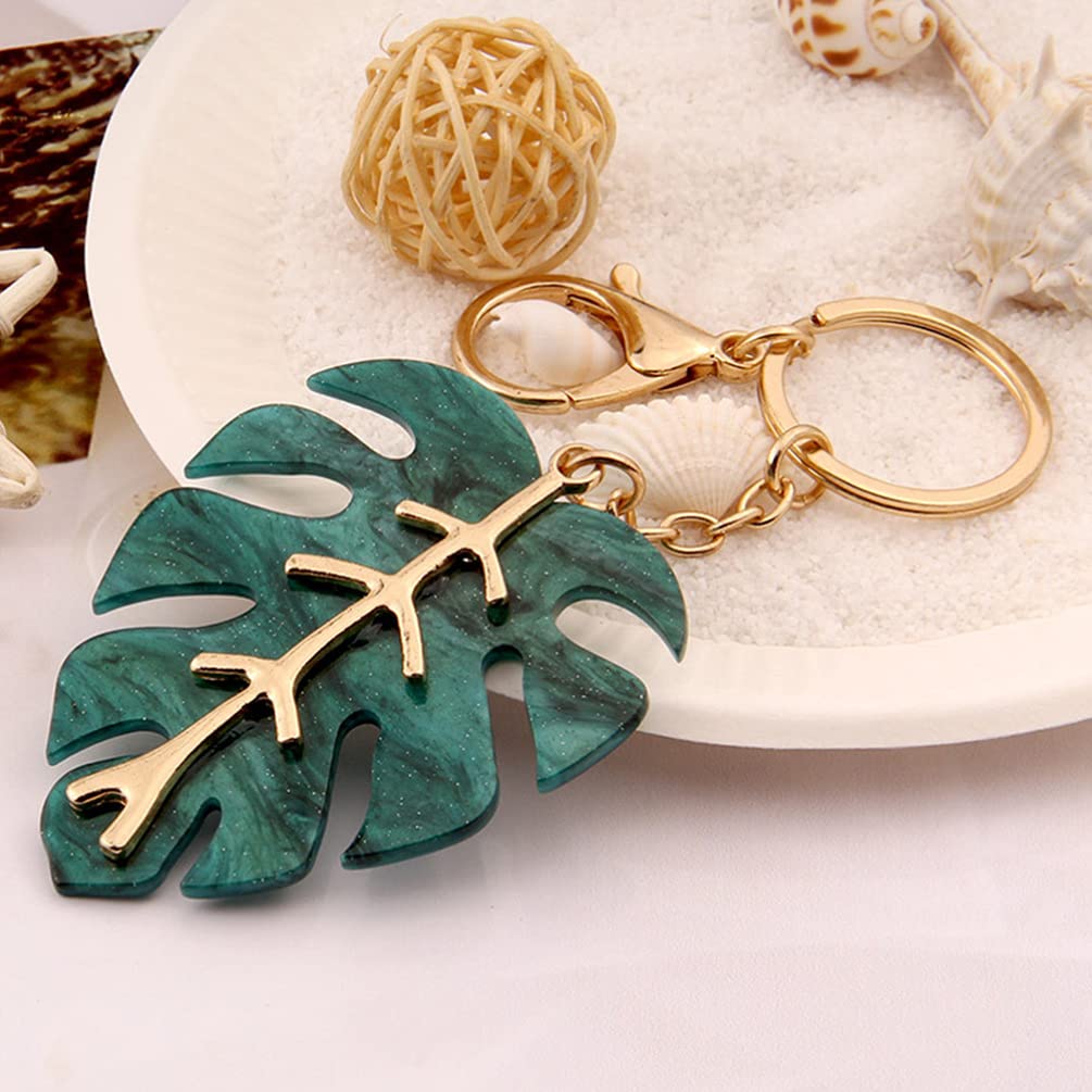 2PCS Leaf Keychain Set - Metal Car Keychains with Lucky Charm, Acrylic Bag Pendant & Decorative Keyring for Women - Perfect for Car Keys, House Keys, Backpacks and Gift Giving