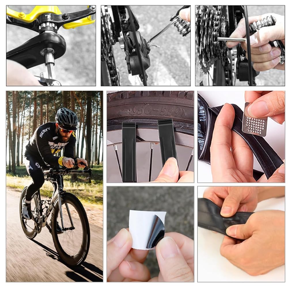 17 in 1 Bike Tool Kit - Professional Multifunction Bicycle Repair Tools with Puncture Patch Kit for Mountain & Road Bikes | Perfect for On-the-Go Repairs, Home Maintenance & Emergency Cycling Fixes