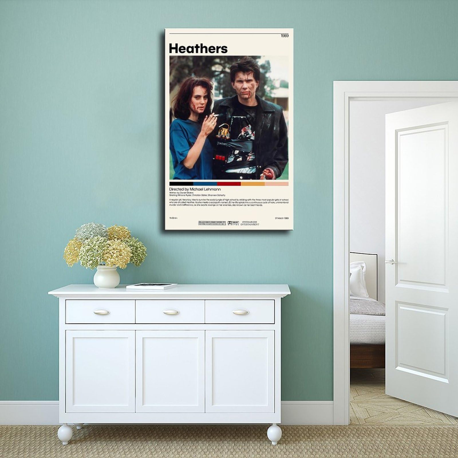 Heathers Classic Retro Movie Poster - Cool Wall Art Print, Unframed Canvas Decor for Room Aesthetic, Perfect Gift (12x18 inches, 30x45cm) - Ideal for Home, Office, Dorm & Theater Room Decor