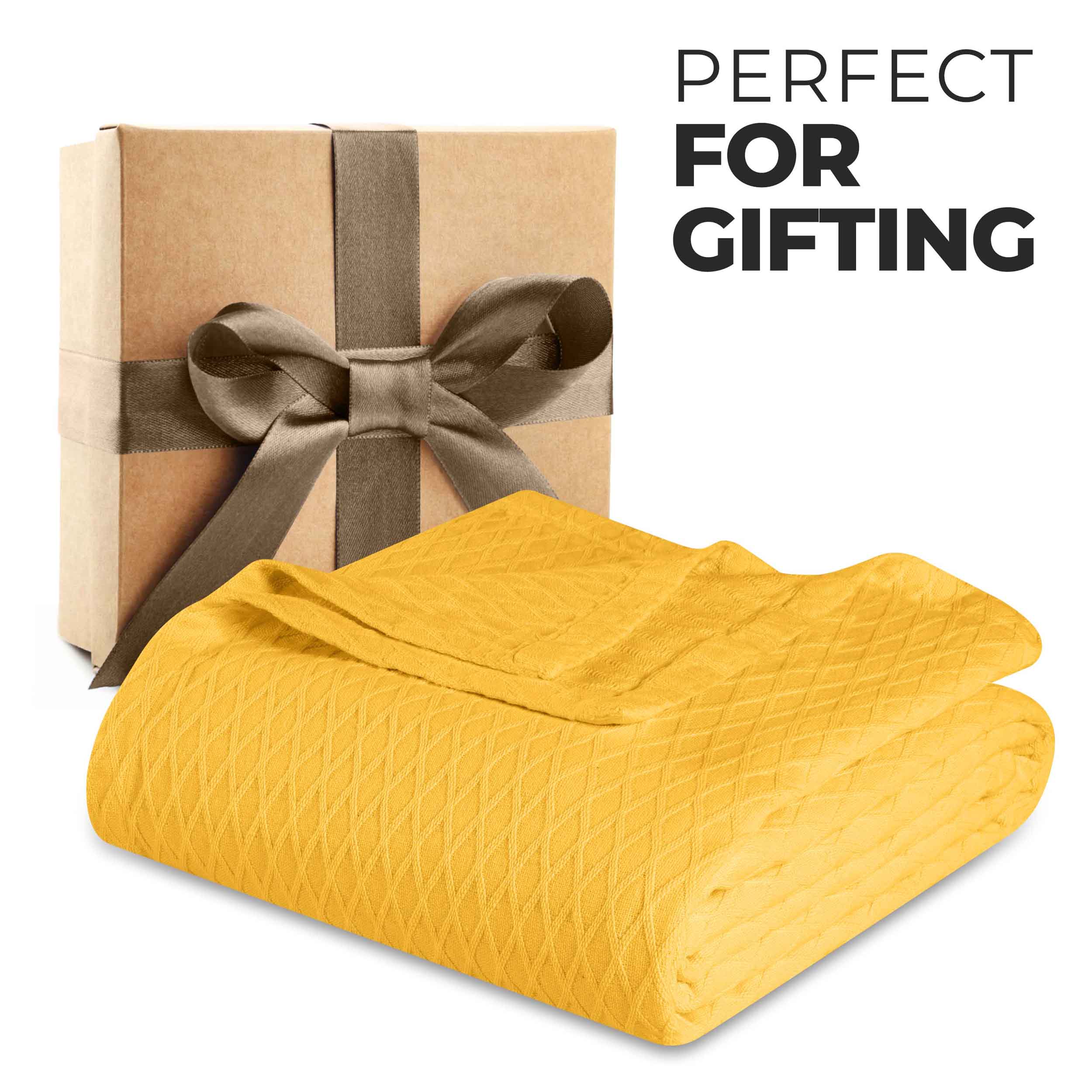 Premium Cotton All-Season Diamond Pattern Bed Blanket & Sofa Throw - Soft Cozy Blanket for Bedroom, Living Room, Travel and Gift Giving