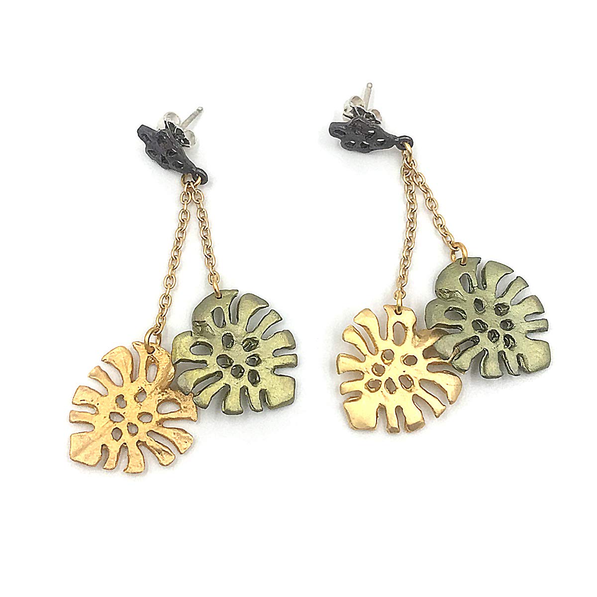 Monstera Leaf Dangle Post Earrings for Women - Trendy Tropical Botanical Jewelry for Everyday Wear & Special Occasions