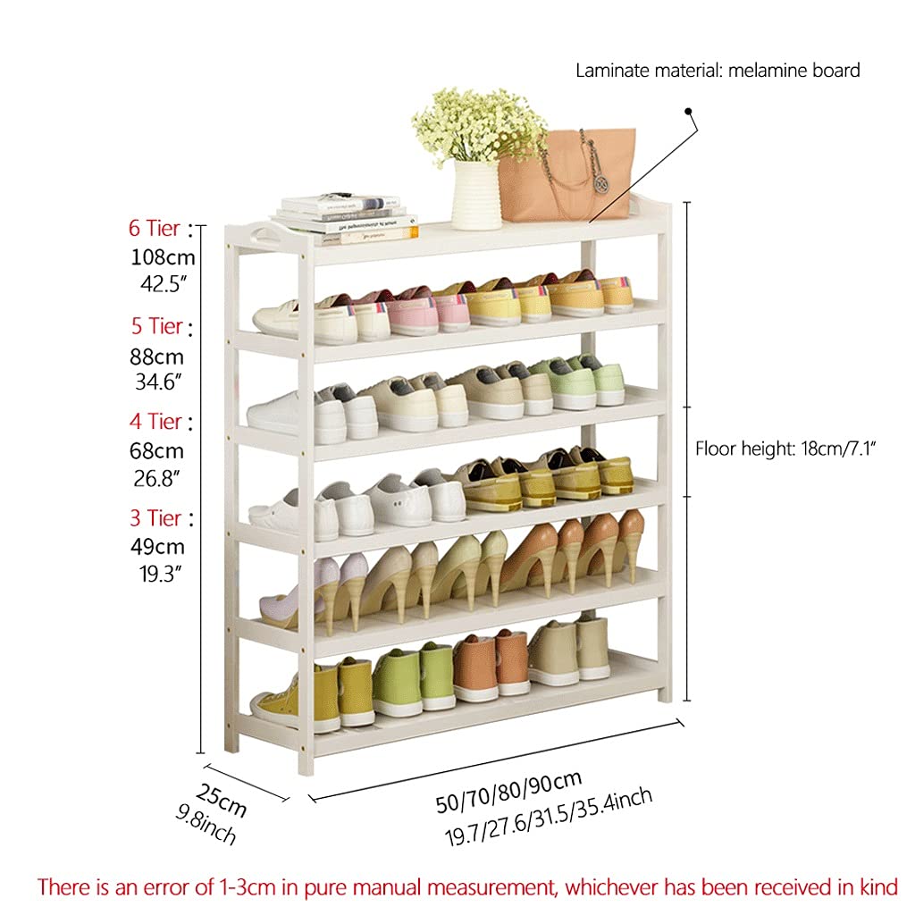 Premium 5-Tier Expandable Bamboo Shoe Rack - Holds 16 Pairs of Shoes - Space-Saving Storage Organizer for Living Room, Bedroom, Garage & Entryway - White (27.6 Inches) - Perfect for Small Spaces & Shoe Lovers