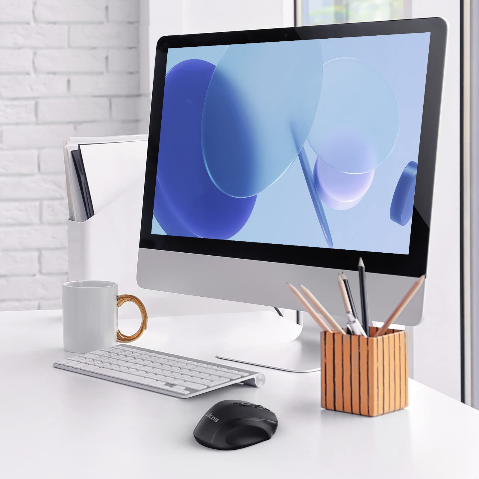 Ergonomic Wireless Mouse 2.4G with USB Receiver, 5 Adjustable DPI up to 2400, Compatible with Laptop, Chromebook, Notebook, MacBook, PC - Perfect for Office, Home, and Travel Use