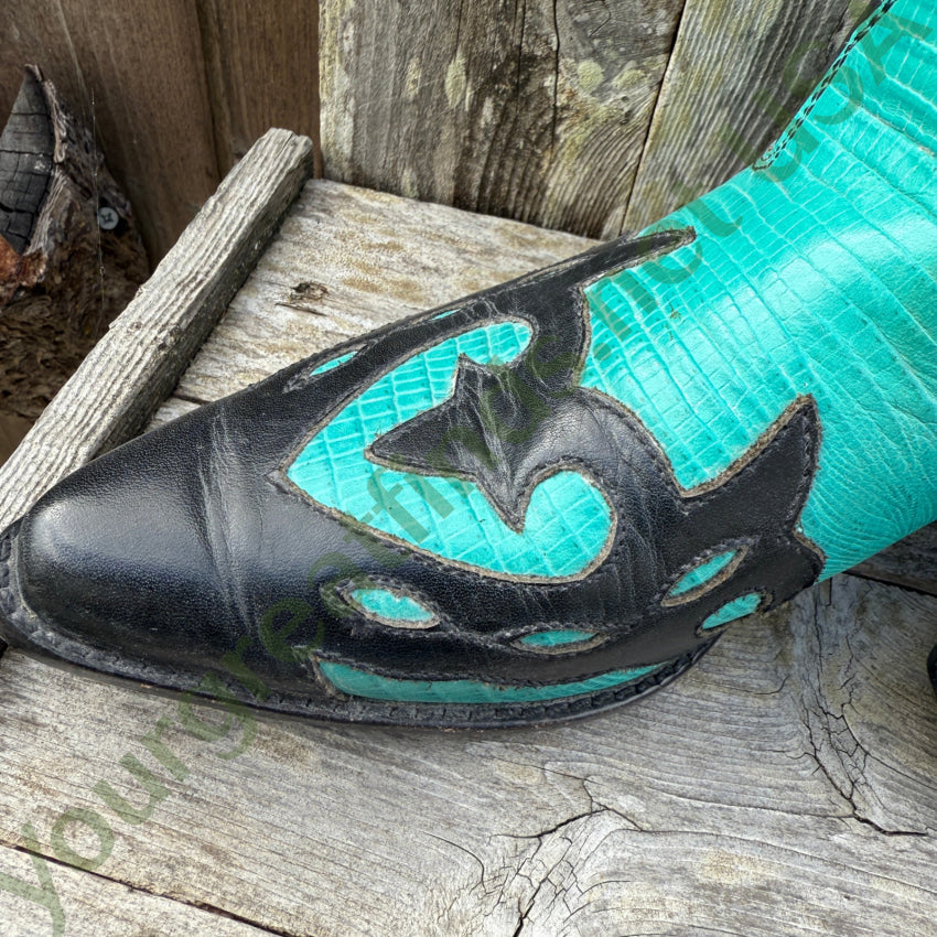 Sundance Flings Black & Turquoise Western Boots for Women - Cowgirl Boots Size 7 | Perfect for Country Dancing, Rodeos & Western Fashion Outfits
