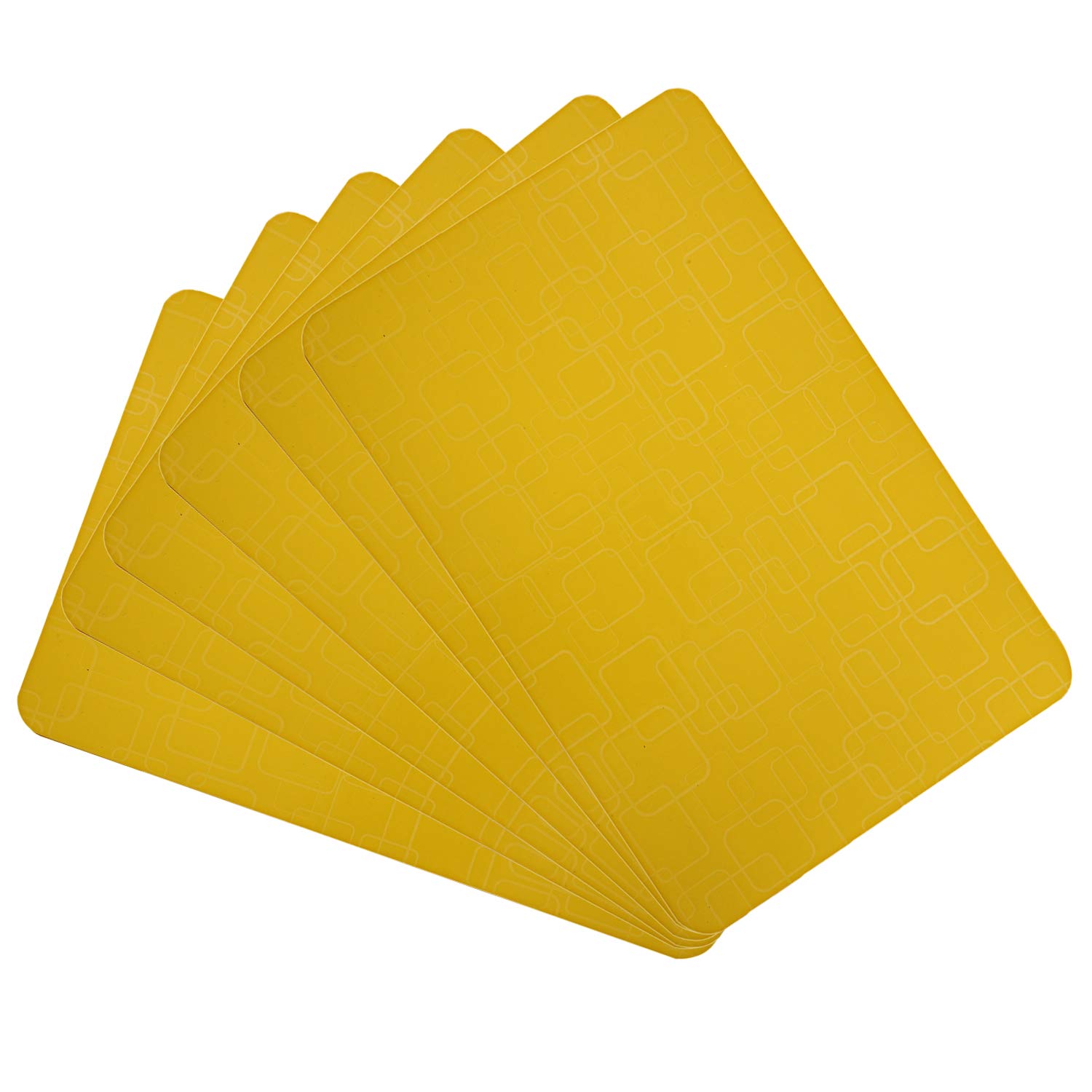 Kuber Industries 6-Piece PVC Checkered Design Dining Table Placemat Set - Waterproof & Heat Resistant - Yellow (CTKTC13704) - Perfect for Kitchen, Dining Room, and Outdoor Picnics