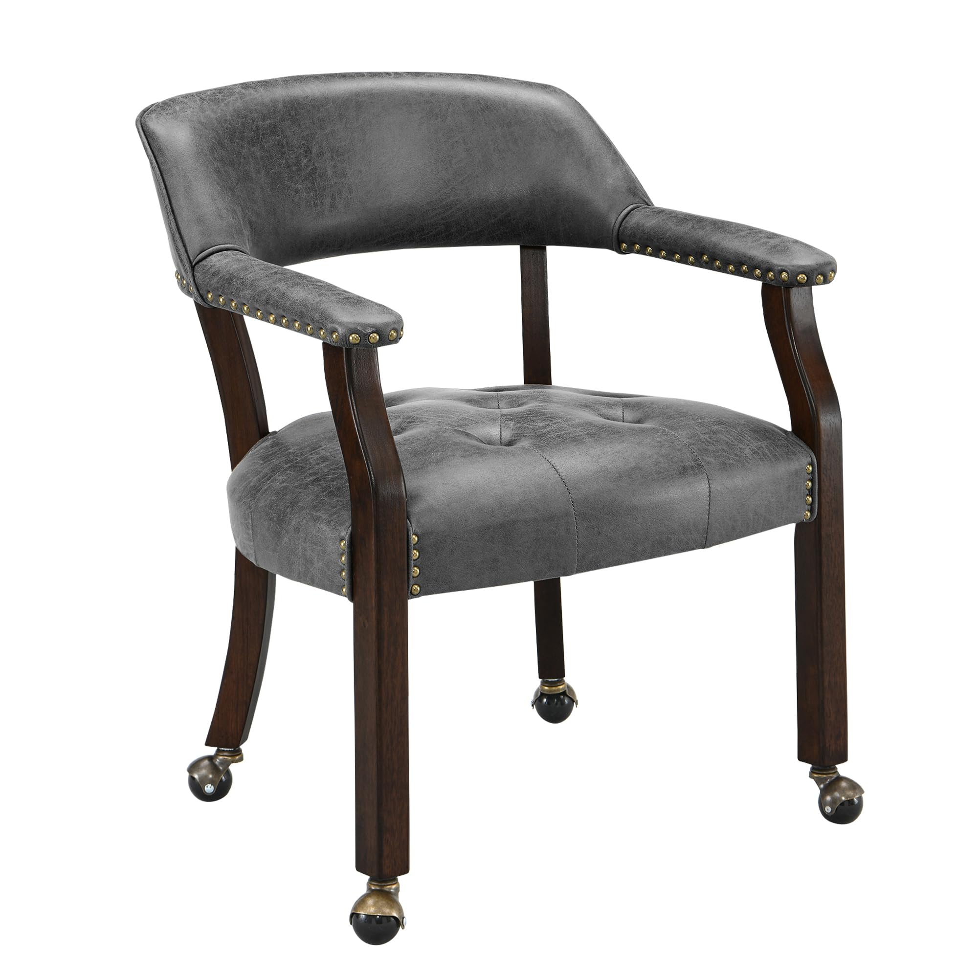 LEEMTORIG Large Rolling Dining Chairs with Casters & Arms - 26