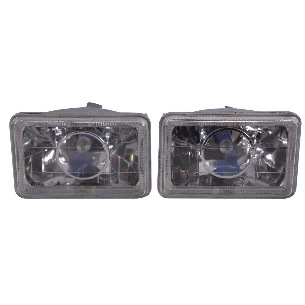 Universal 6x4 Inch H4 H6014 H6052 H6054 Headlights - Black Housing Pair for Most Vehicles | Driving at Night