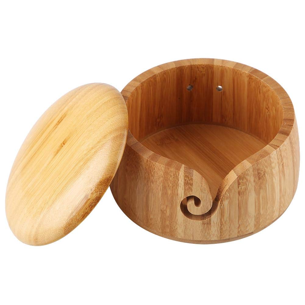 Handmade Wooden Yarn Bowl with Removable Lid - Premium Knitting & Crocheting Accessory for Crafters, Perfect Gift for Mom and Grandmother - Ideal for Yarn Storage and Tangle-Free Knitting Projects