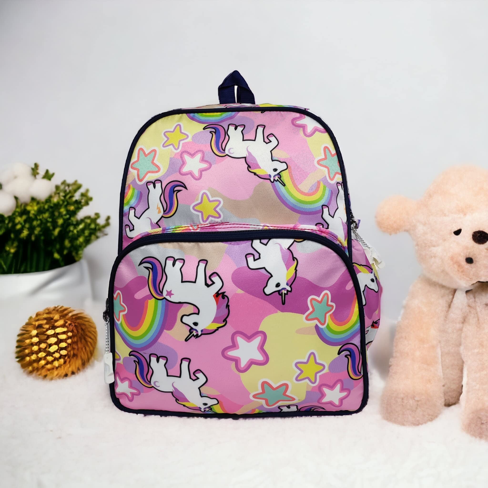 Stylish Unicorn School Backpack for Kids - Durable Polyester Backpack with Adjustable Straps, Pink (Pack of 1) - Perfect for School, Travel, and Daily Use